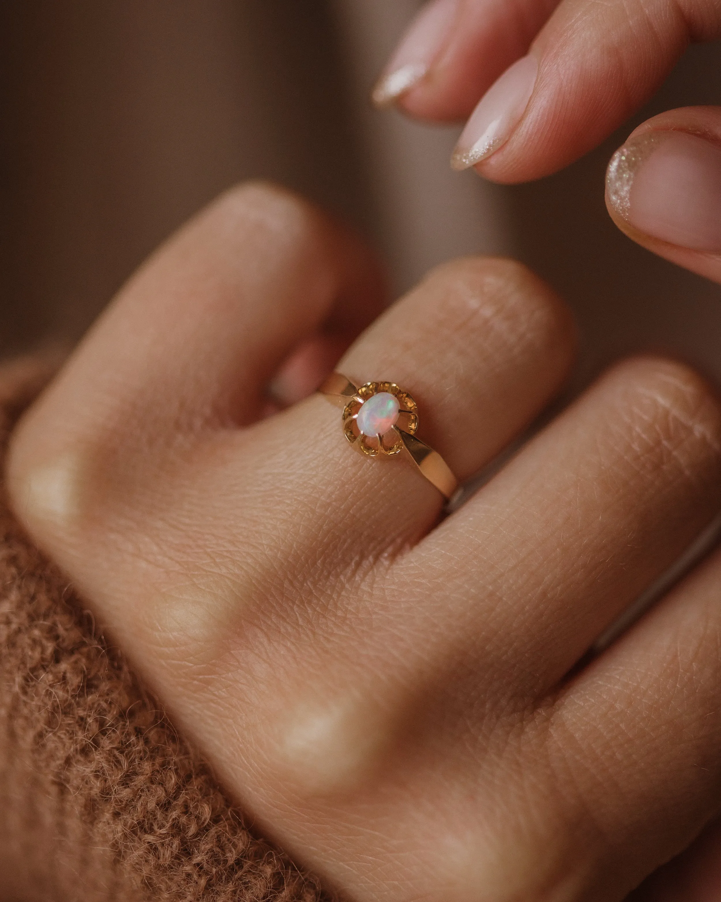 Cecilia Antique 18ct Gold Opal Solitaire Ring sold by Rock n Rose