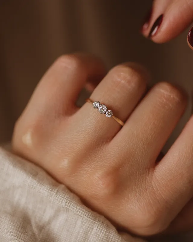 Jacinta Antique 18ct Gold Diamond Trilogy Ring sold by Rock n Rose