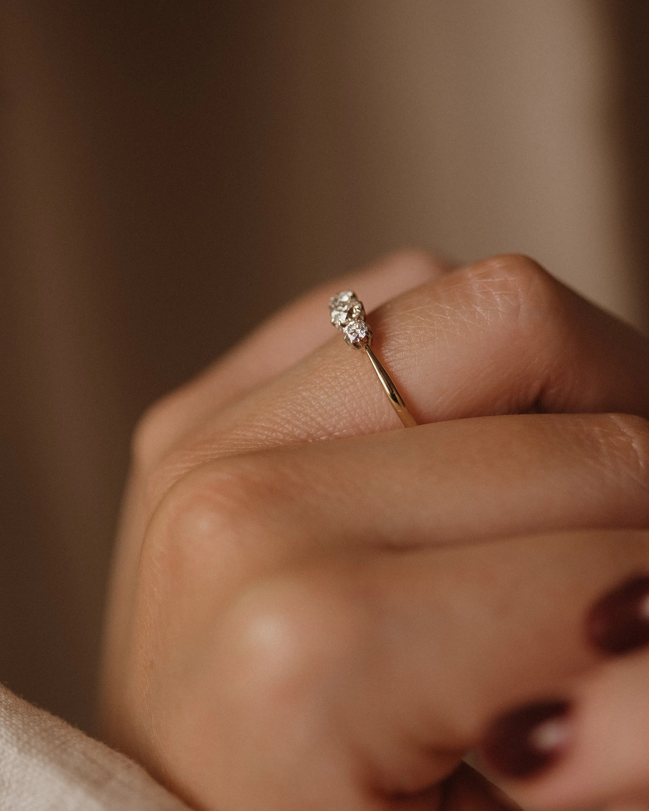 Jacinta Antique 18ct Gold Diamond Trilogy Ring sold by Rock n Rose product image thumbnail 2