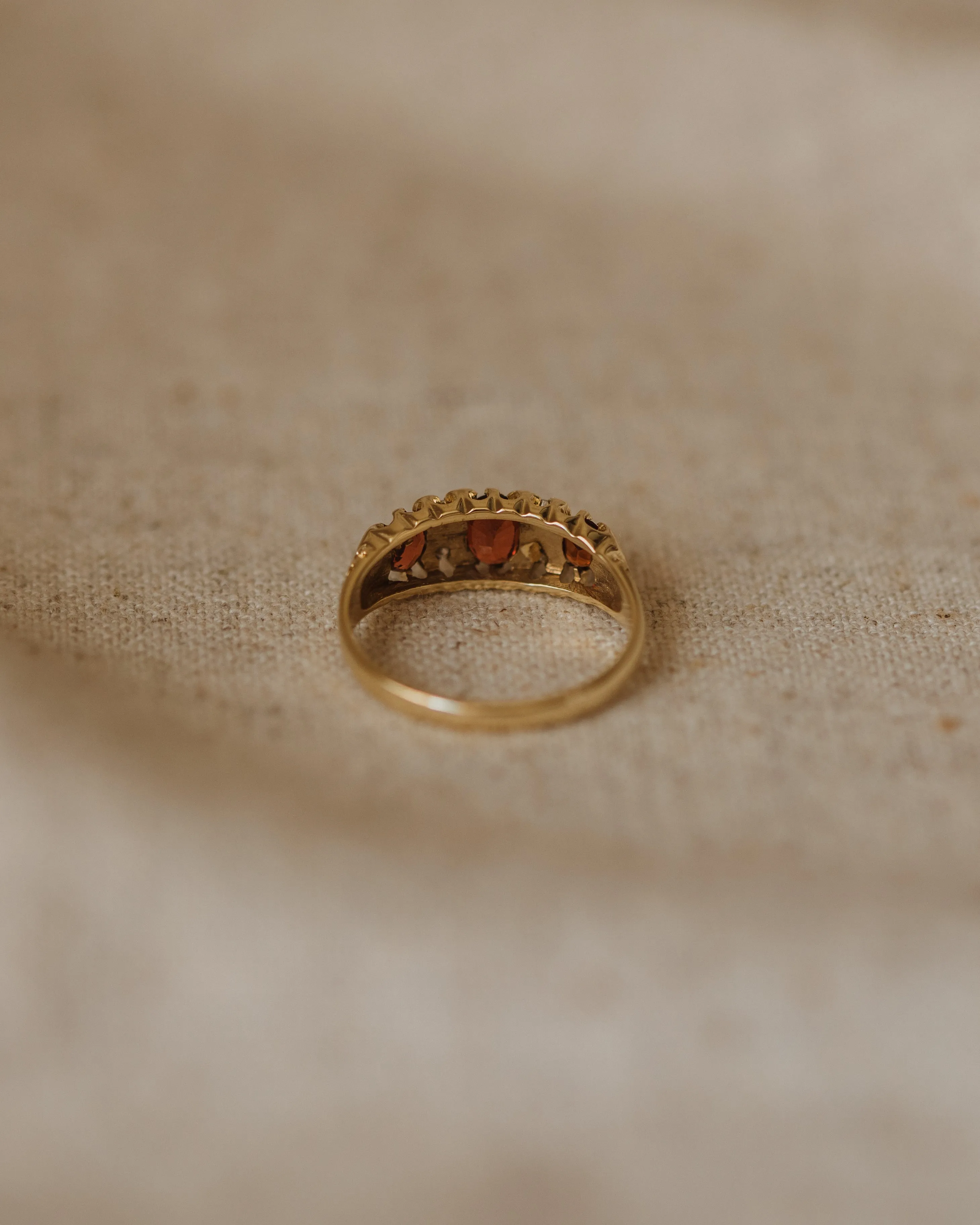 Camilla 1989 9ct Gold Garnet & Diamond Trilogy Ring sold by Rock n Rose product image thumbnail 4