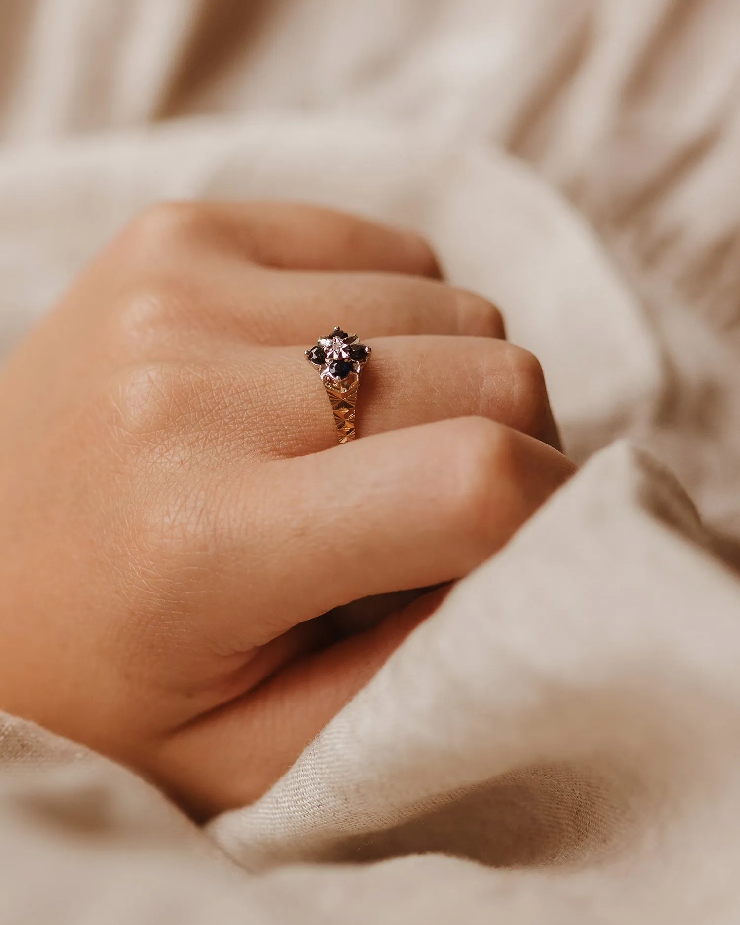 Georgette 9ct Gold Sapphire & Diamond Ring sold by Rock n Rose product image thumbnail 2