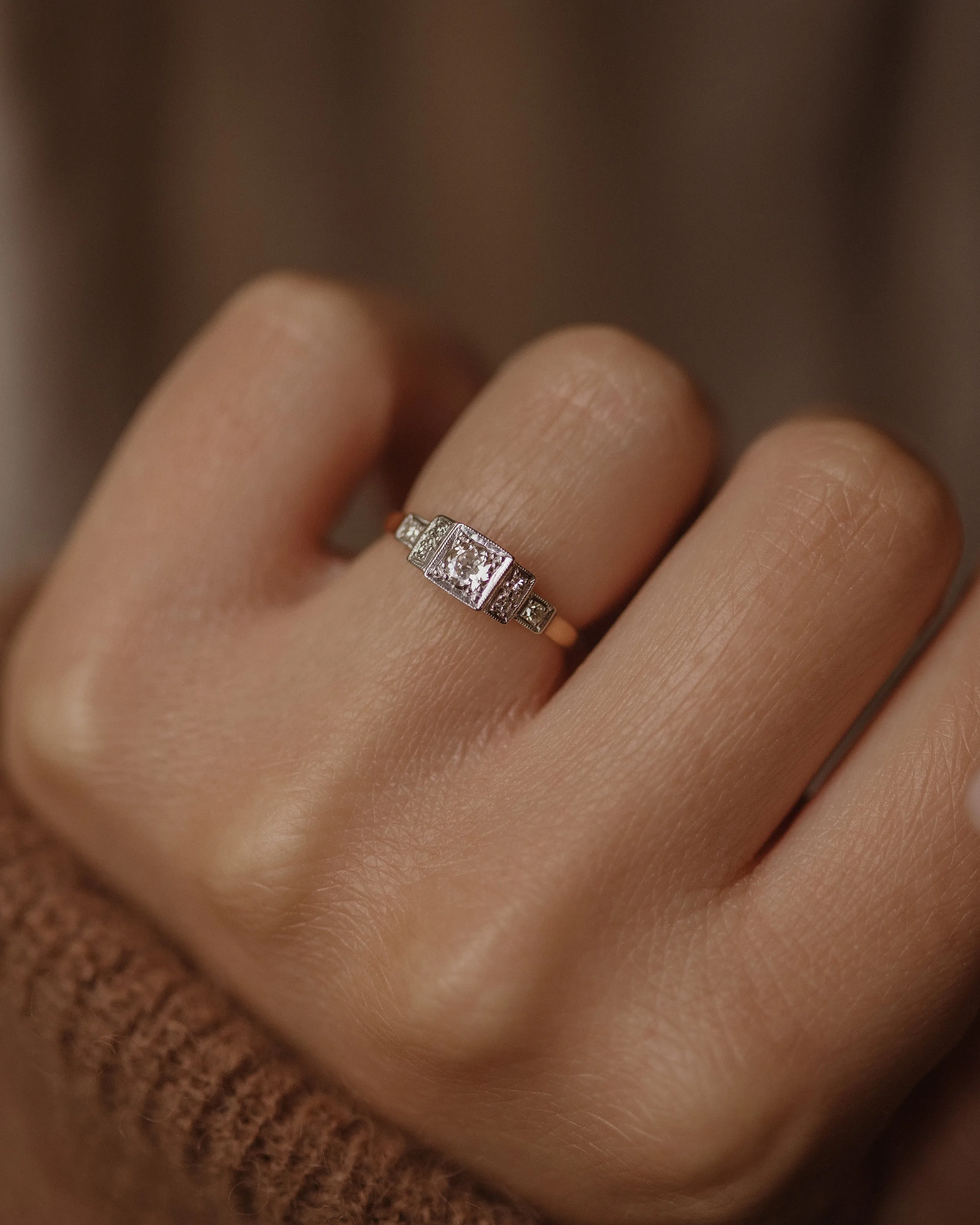 Margot Antique Art Deco 18ct Gold Diamond Ring sold by Rock n Rose