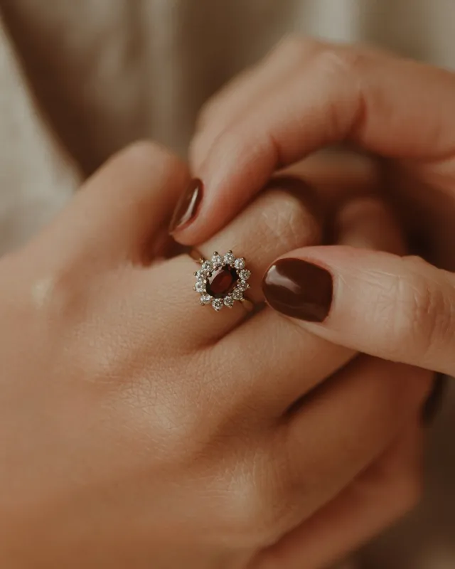 Madeline 9ct Gold Garnet Cluster Ring sold by Rock n Rose