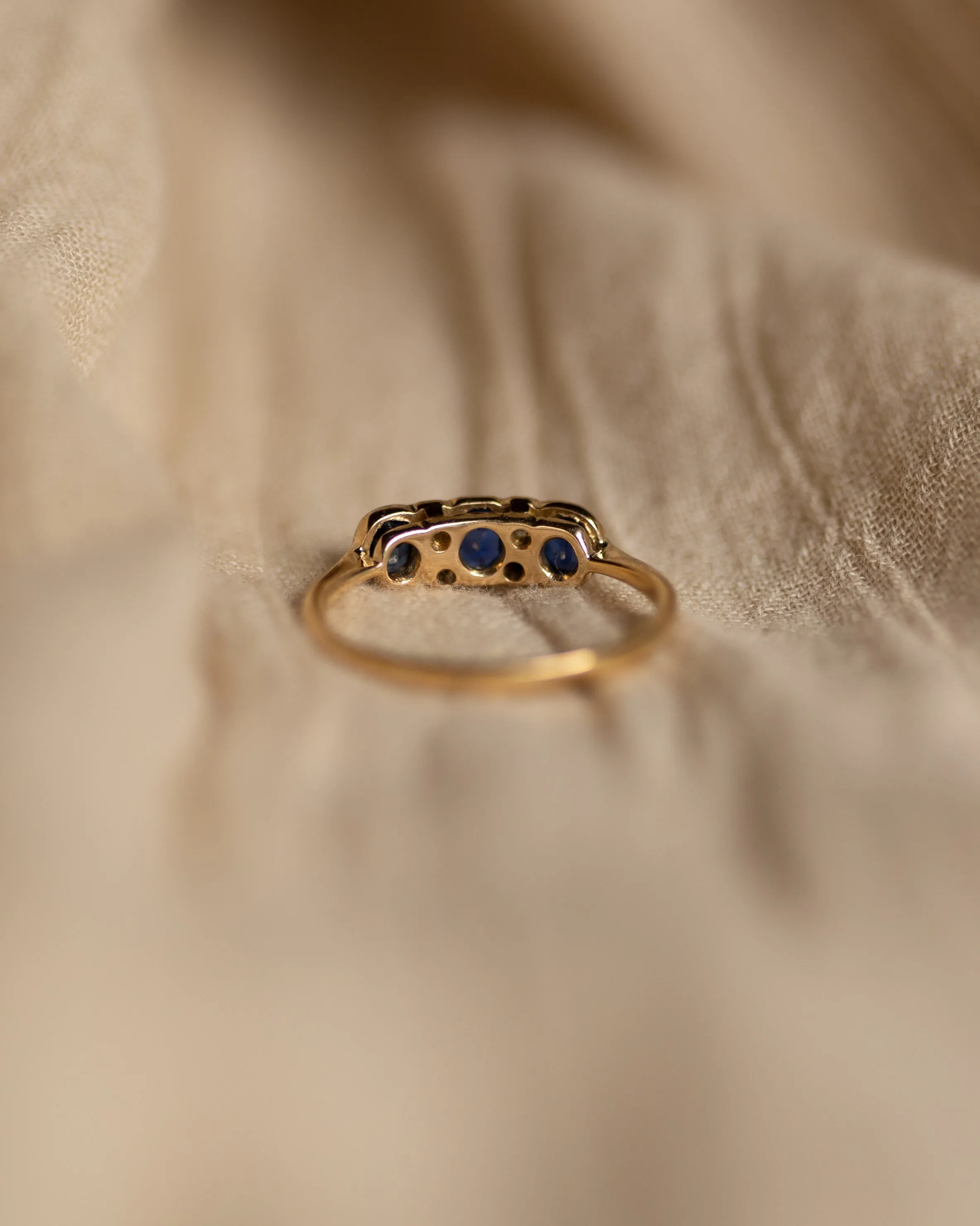 Ariane Antique 9ct Gold Sapphire & Diamond Seven Stone Ring sold by Rock n Rose product image thumbnail 5