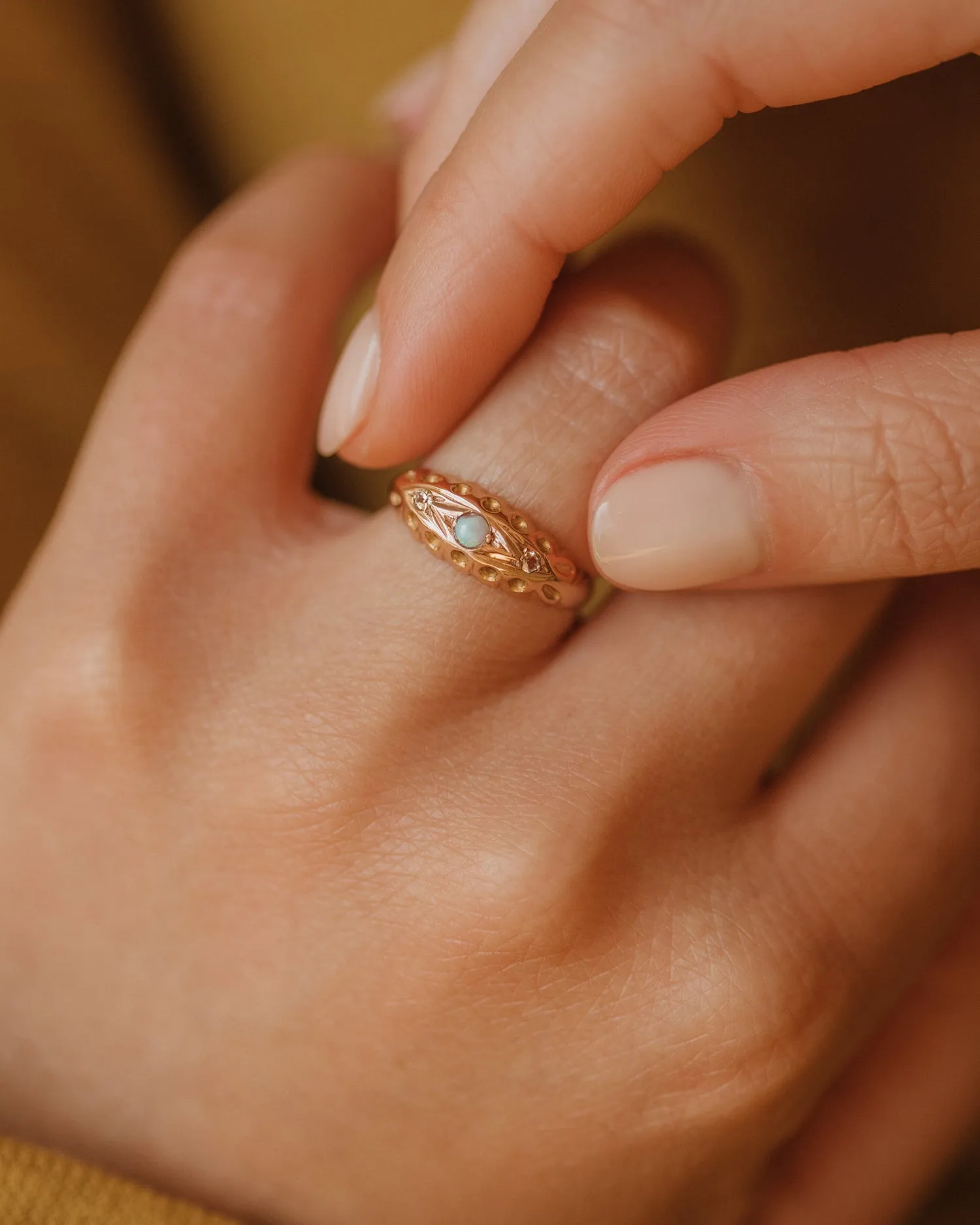 Mabel 1919 9ct Gold Opal Gypsy Ring sold by Rock n Rose