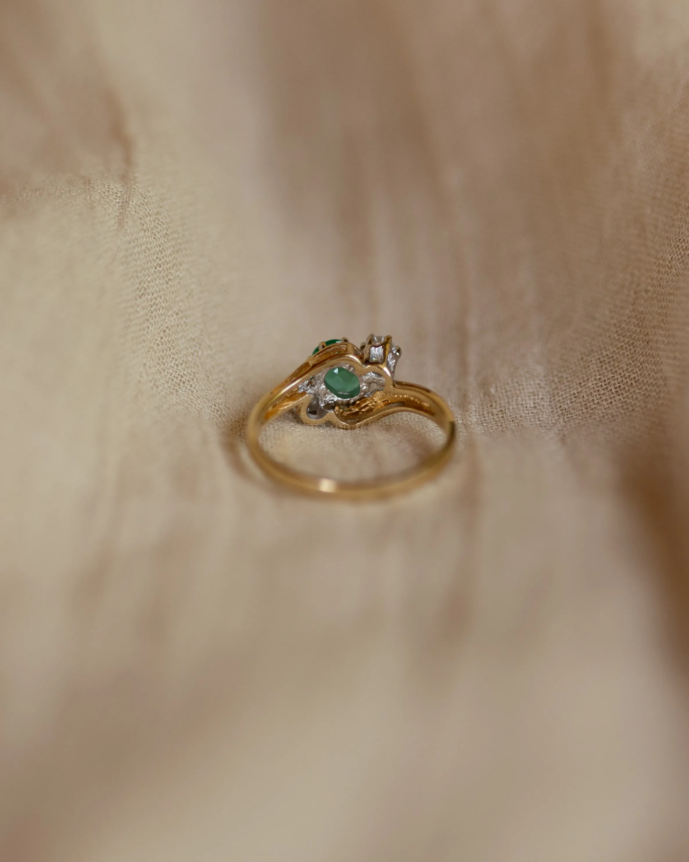 Quinn 1993 Vintage 9ct Gold Emerald & Diamond Trilogy Ring sold by Rock n Rose product image thumbnail 5