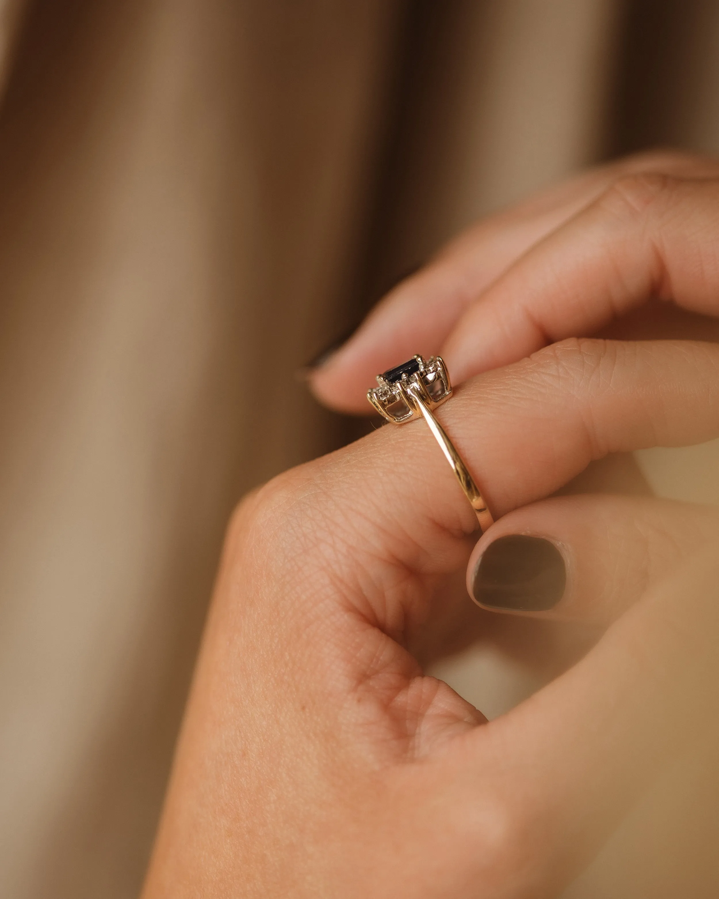 Charlotte Vintage 10ct Gold Sapphire & Diamond Ring sold by Rock n Rose product image thumbnail 3