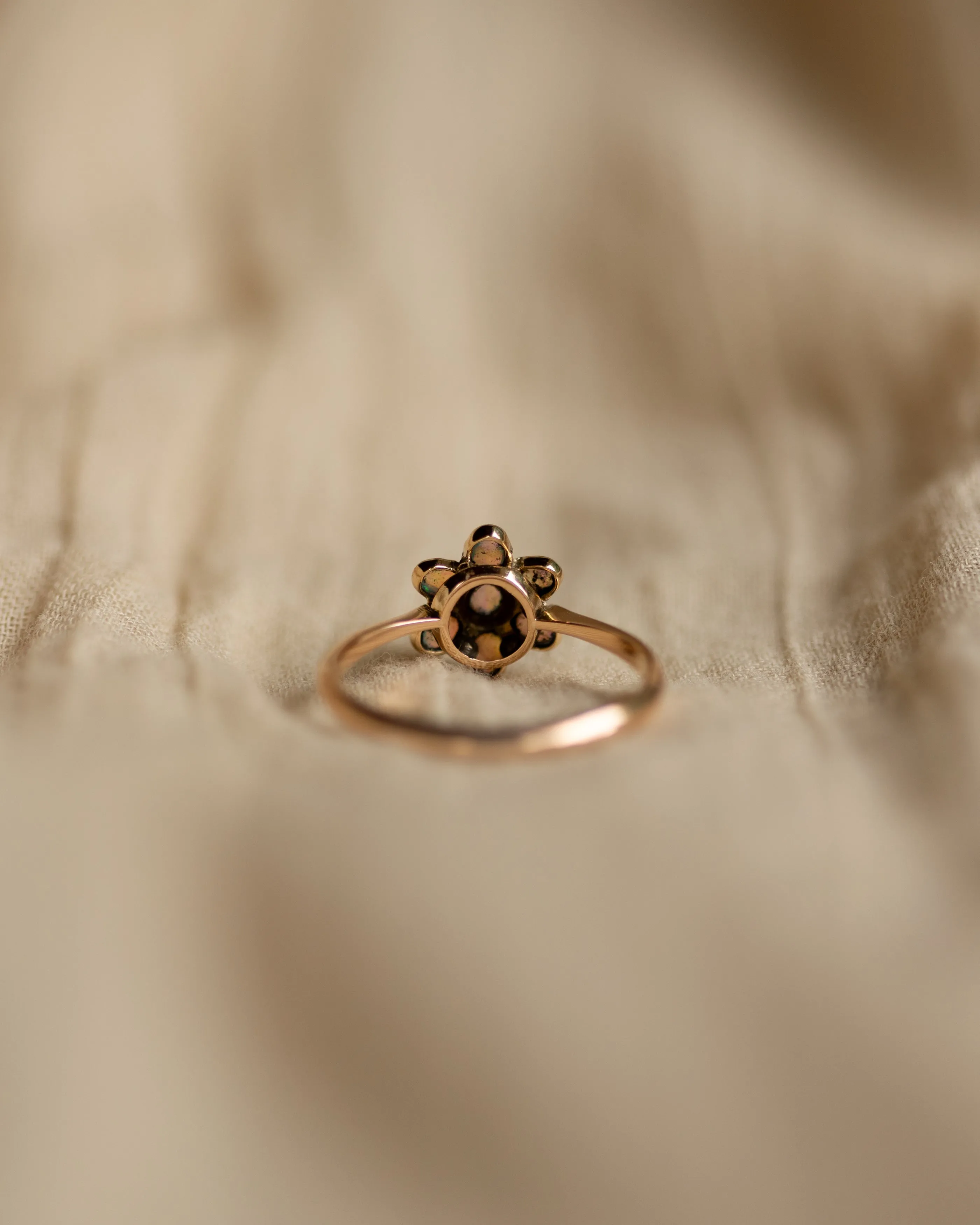 Annis Antique 9ct Gold Opal Flowerhead Cluster Ring sold by Rock n Rose product image thumbnail 5