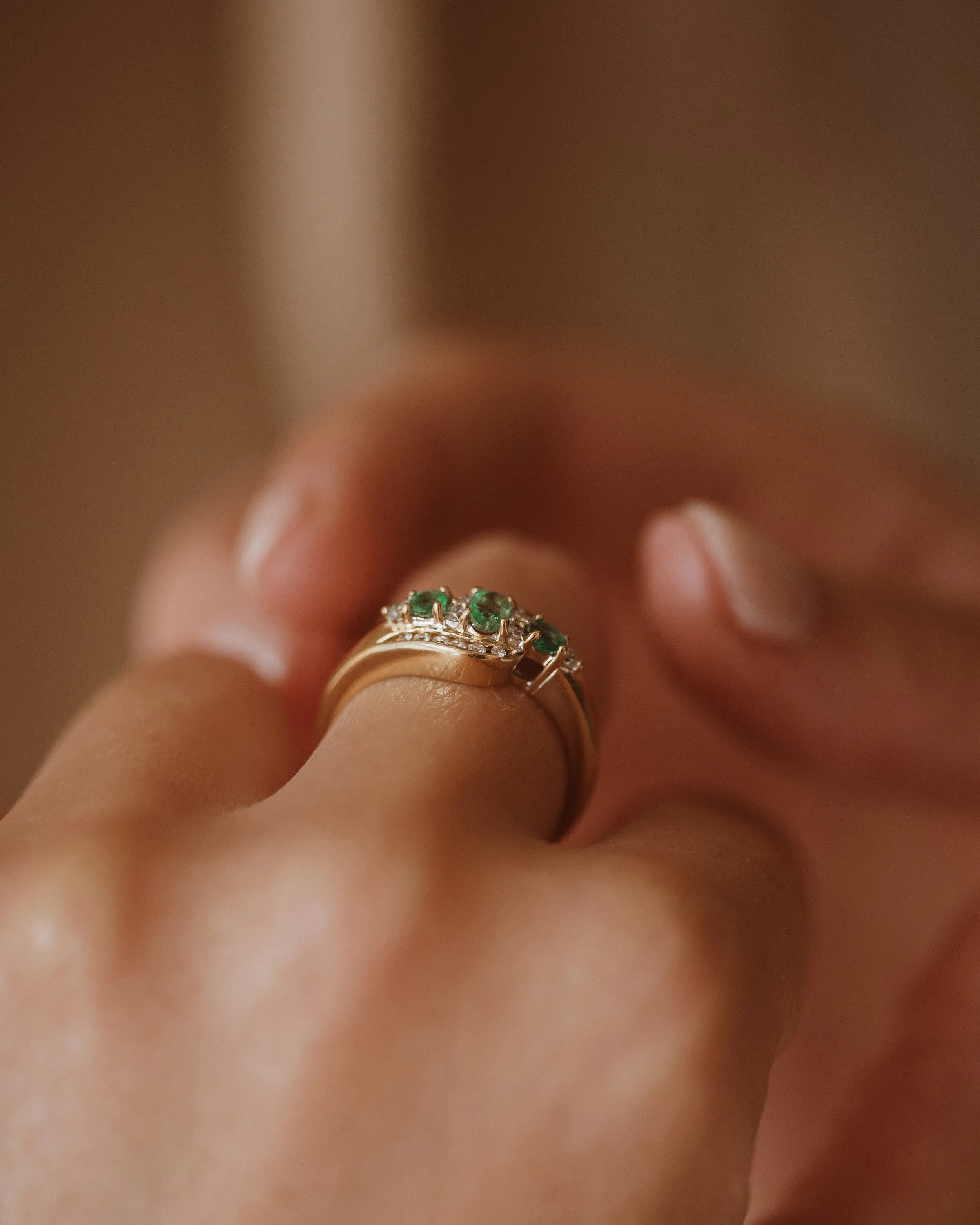 Dolores Vintage 18ct Gold Emerald & Diamond Ring sold by Rock n Rose product image thumbnail 3