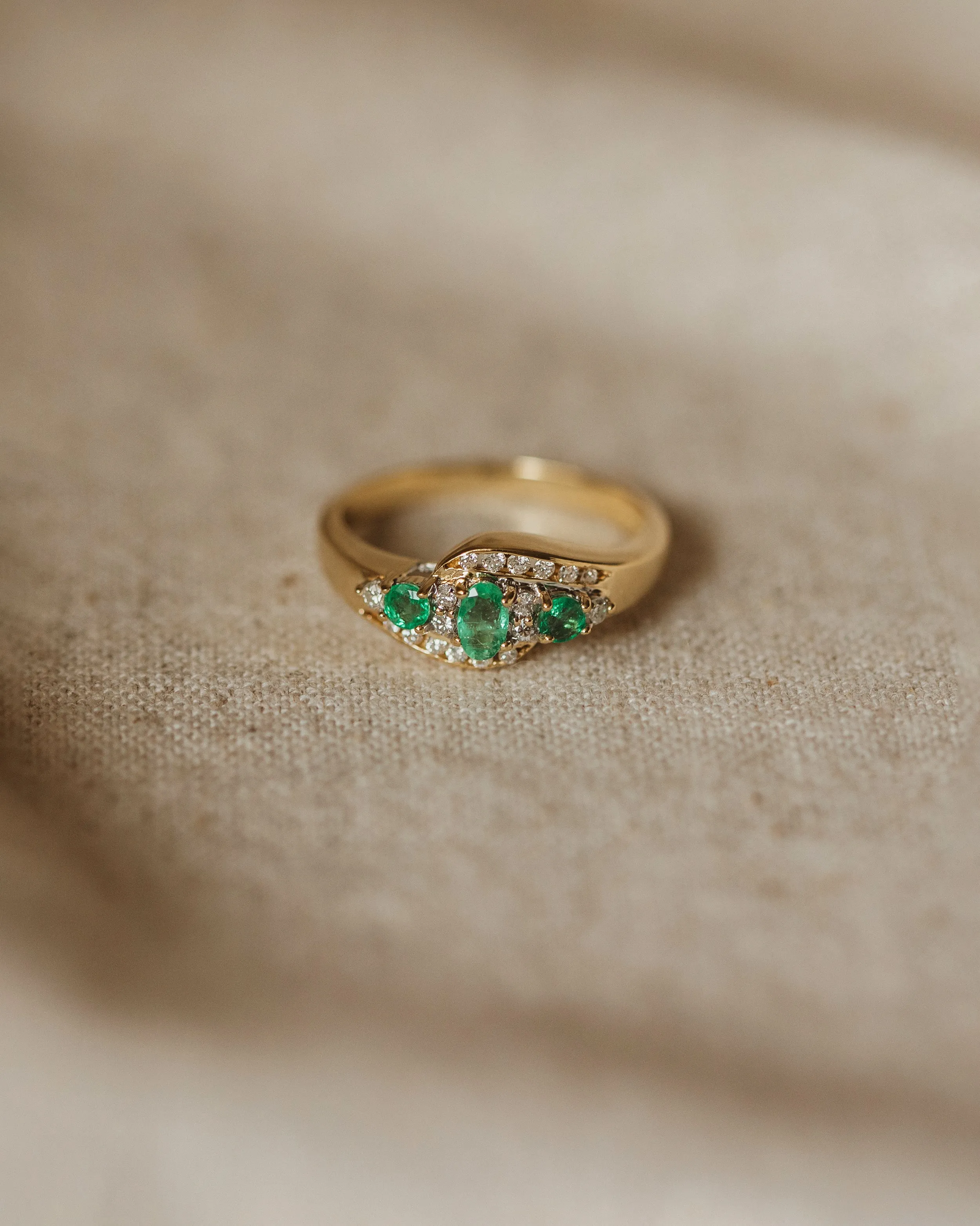 Dolores Vintage 18ct Gold Emerald & Diamond Ring sold by Rock n Rose product image thumbnail 2