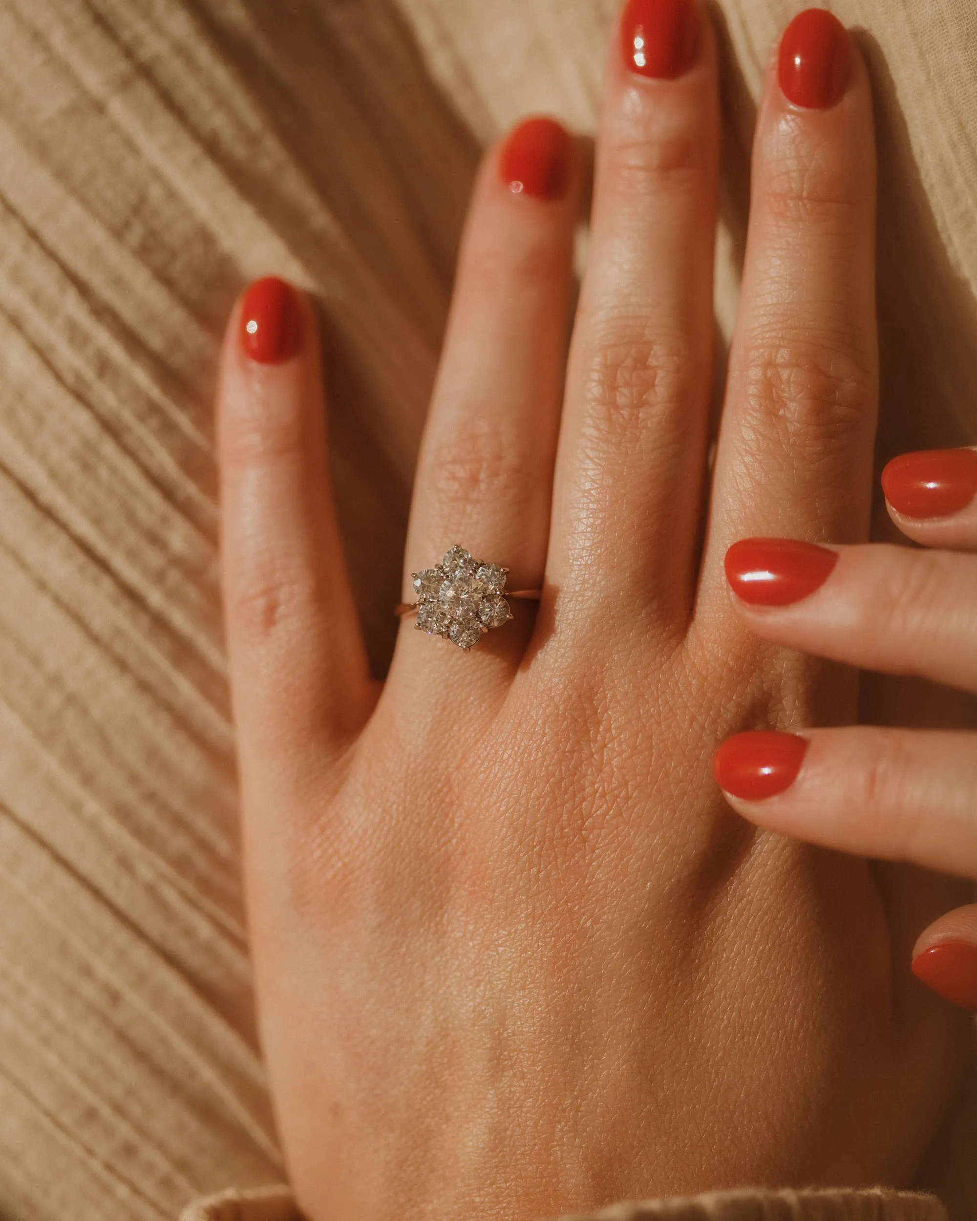 Celeste Vintage 9ct Gold Flower Cluster Ring sold by Rock n Rose