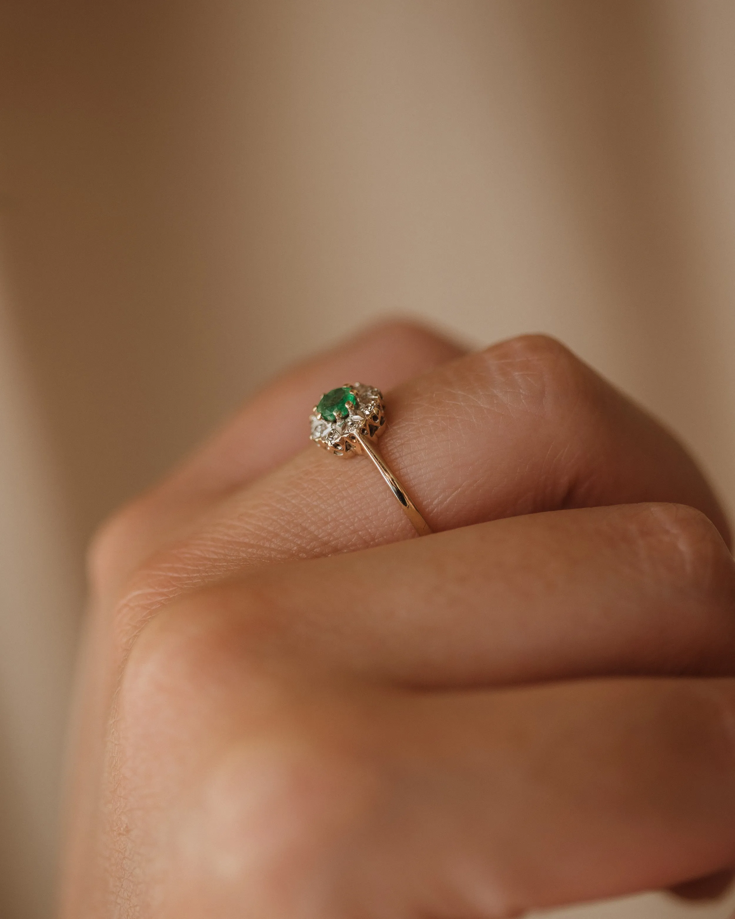 Marilou 1986 9ct Gold Emerald & Diamond Cluster Ring sold by Rock n Rose product image thumbnail 3