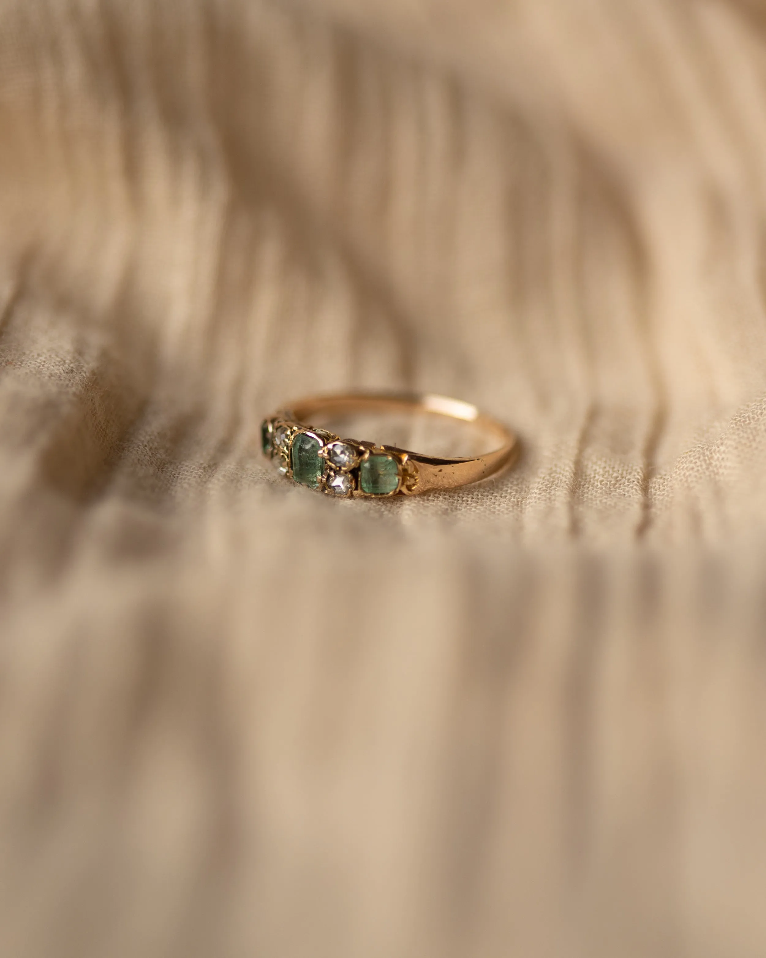Honora Antique 9ct Gold Beryl & Diamond Seven Stone Ring sold by Rock n Rose product image thumbnail 4