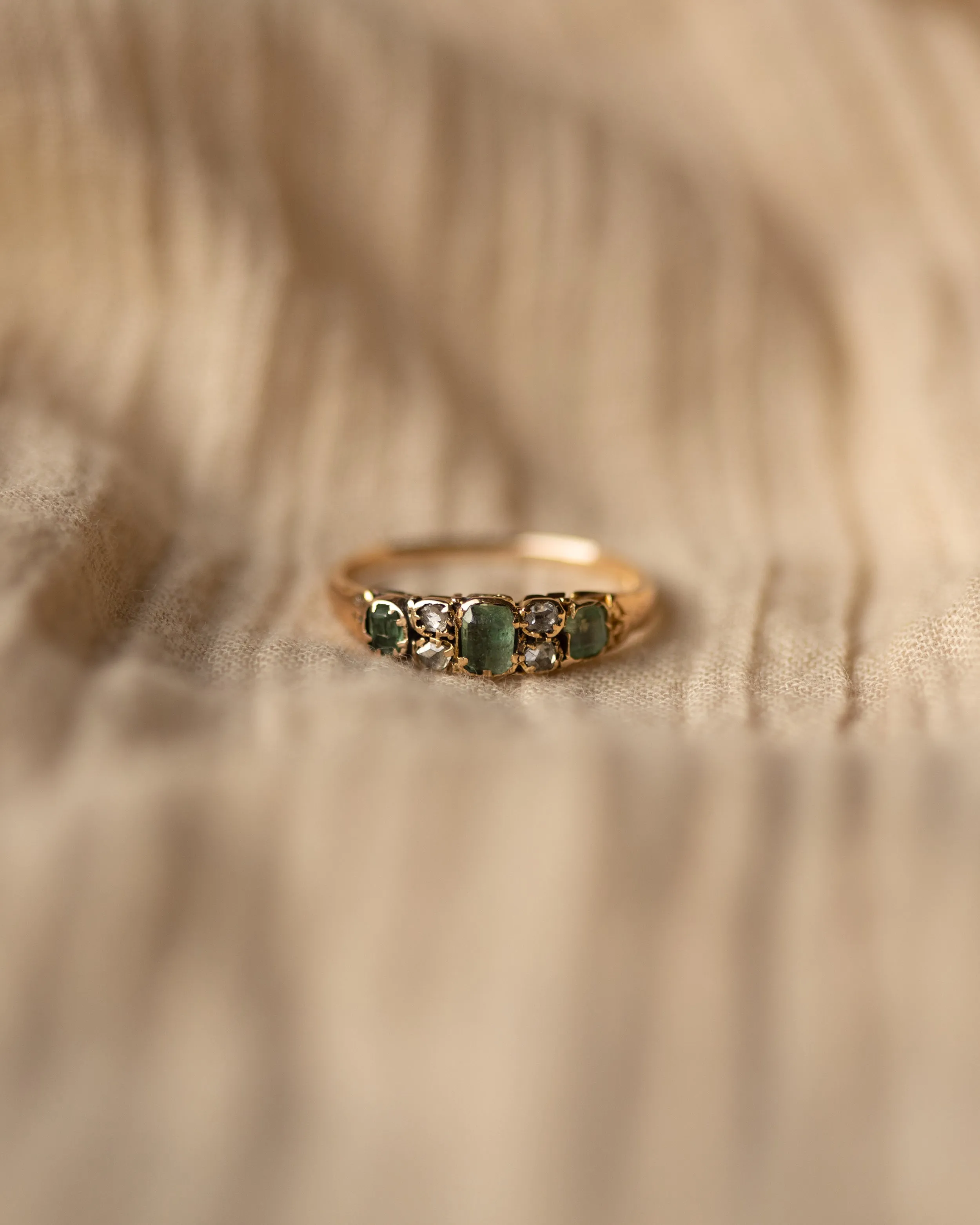 Honora Antique 9ct Gold Beryl & Diamond Seven Stone Ring sold by Rock n Rose product image thumbnail 3