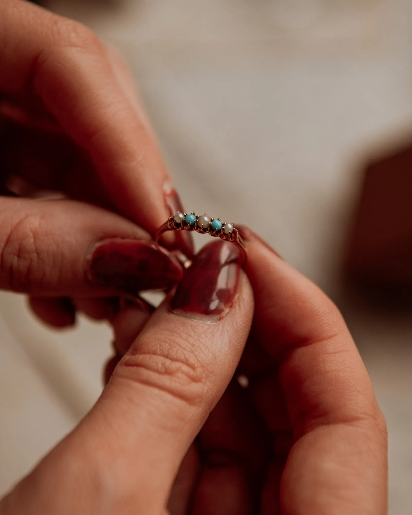 Doris 14ct Gold Turquoise & Pearl Ring sold by Rock n Rose product image thumbnail 2