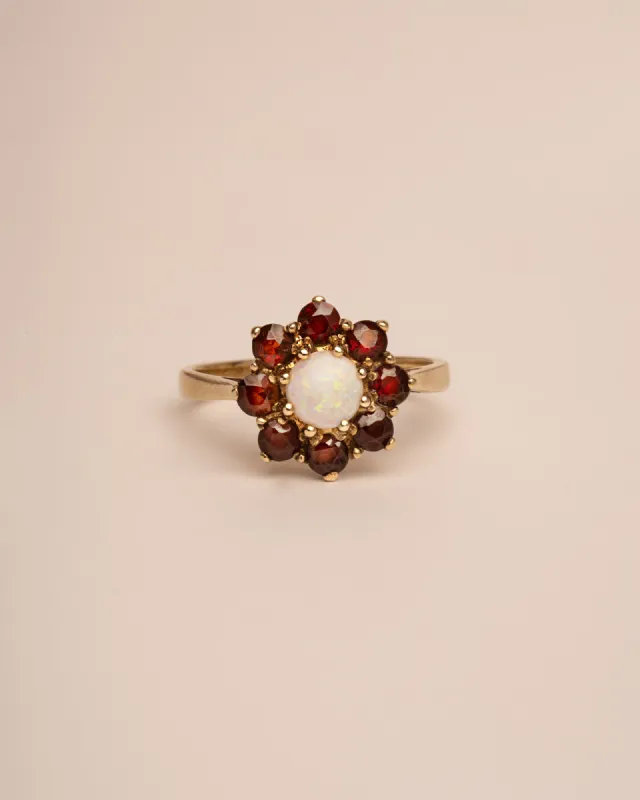 Alma 9ct Gold Opal & Garnet Cluster Ring sold by Rock n Rose