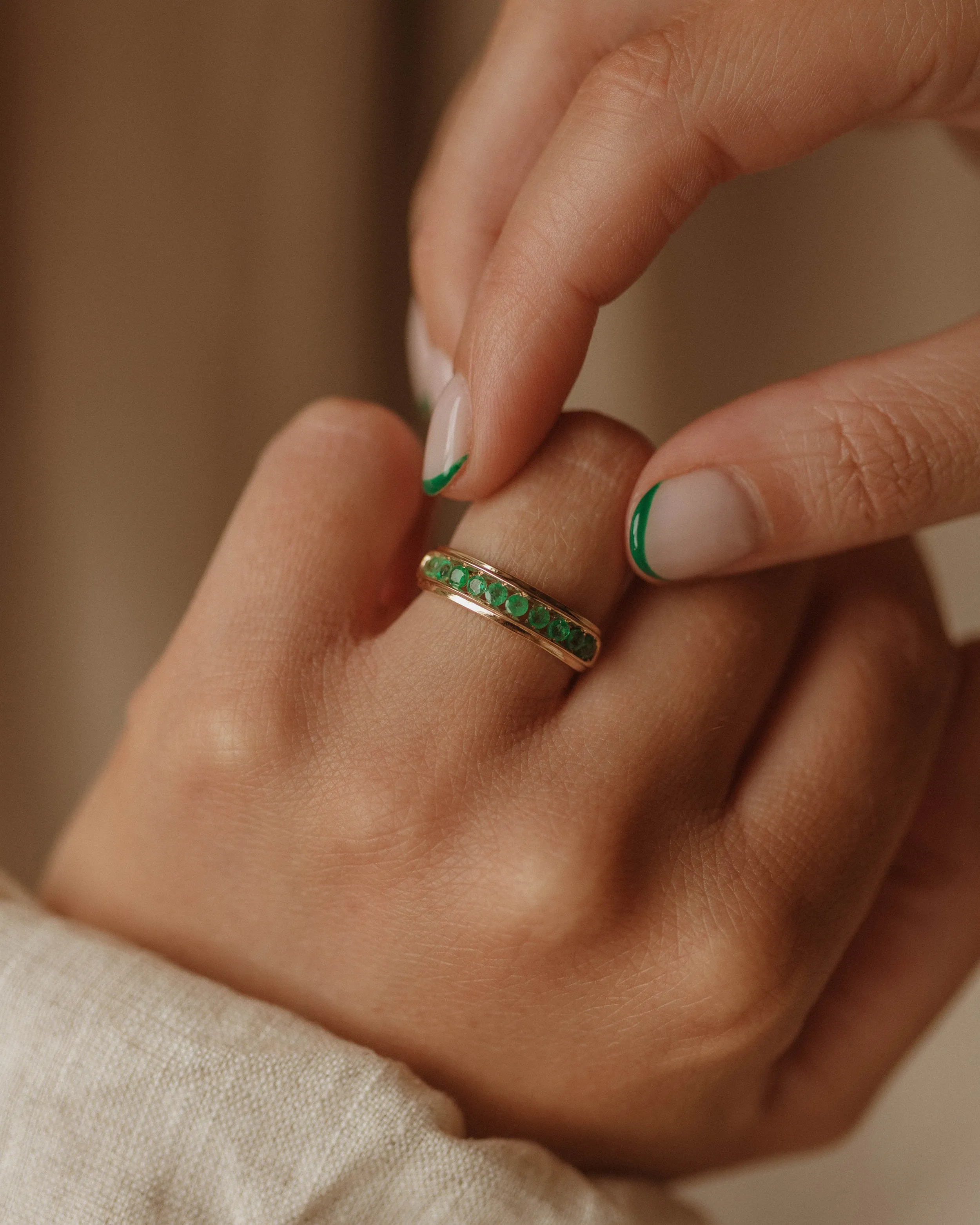 Lavinia Vintage 9ct Gold Emerald Half Eternity Ring sold by Rock n Rose product image thumbnail 3