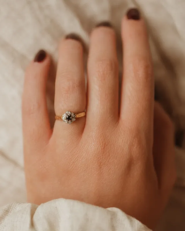 June 1973 18ct Gold Vintage Sapphire & Diamond Ring sold by Rock n Rose