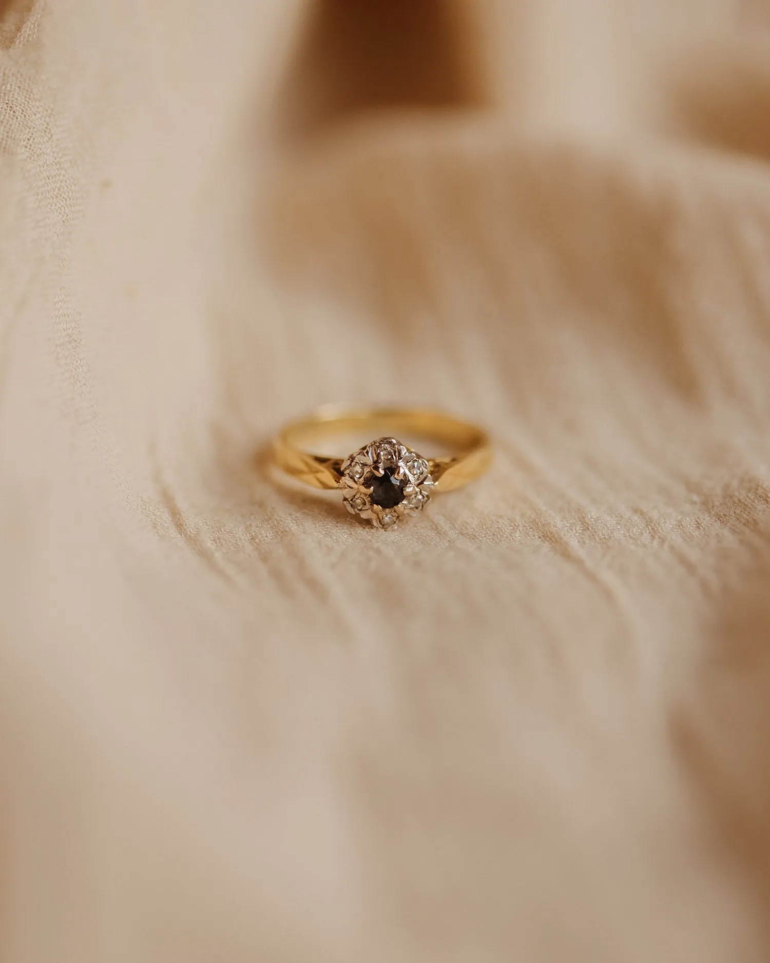June 1973 18ct Gold Vintage Sapphire & Diamond Ring sold by Rock n Rose product image thumbnail 2