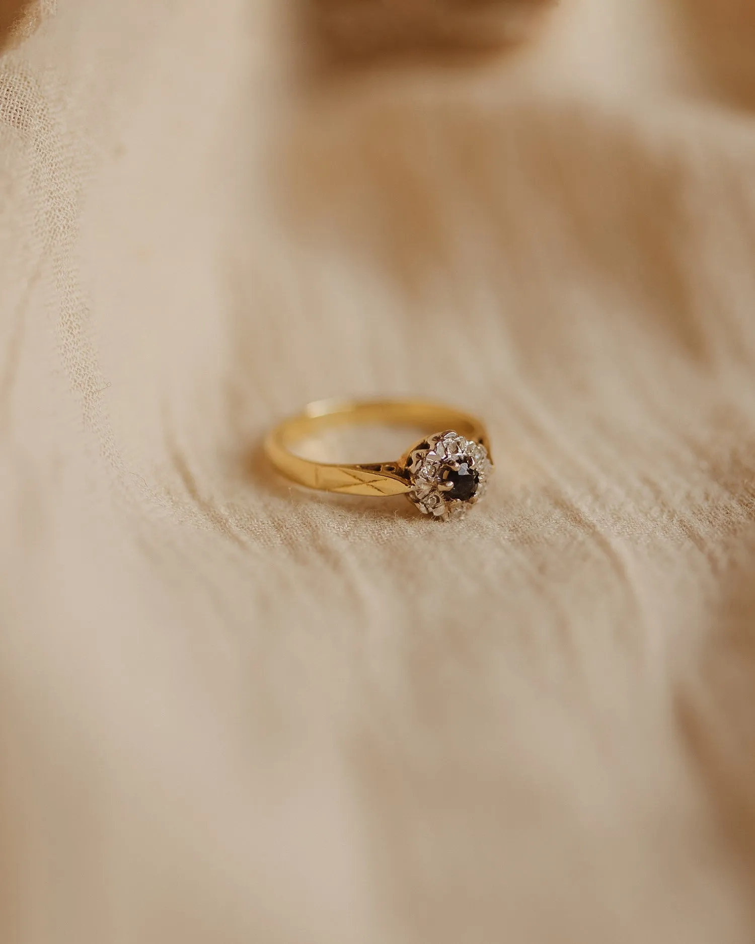 June 1973 18ct Gold Vintage Sapphire & Diamond Ring sold by Rock n Rose product image thumbnail 3