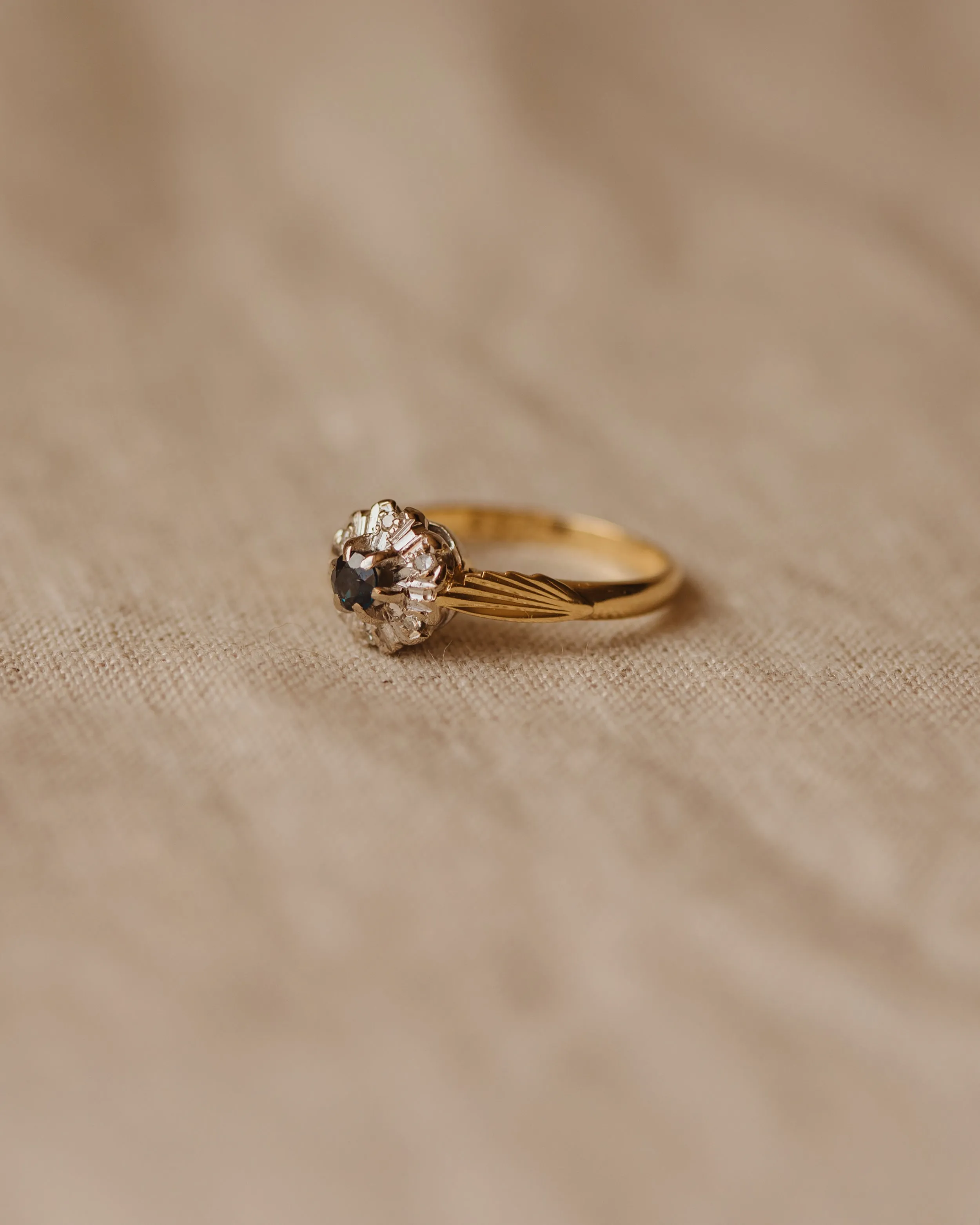 Lydia Vintage 18ct Gold Sapphire & Diamond Cluster Ring sold by Rock n Rose product image thumbnail 5