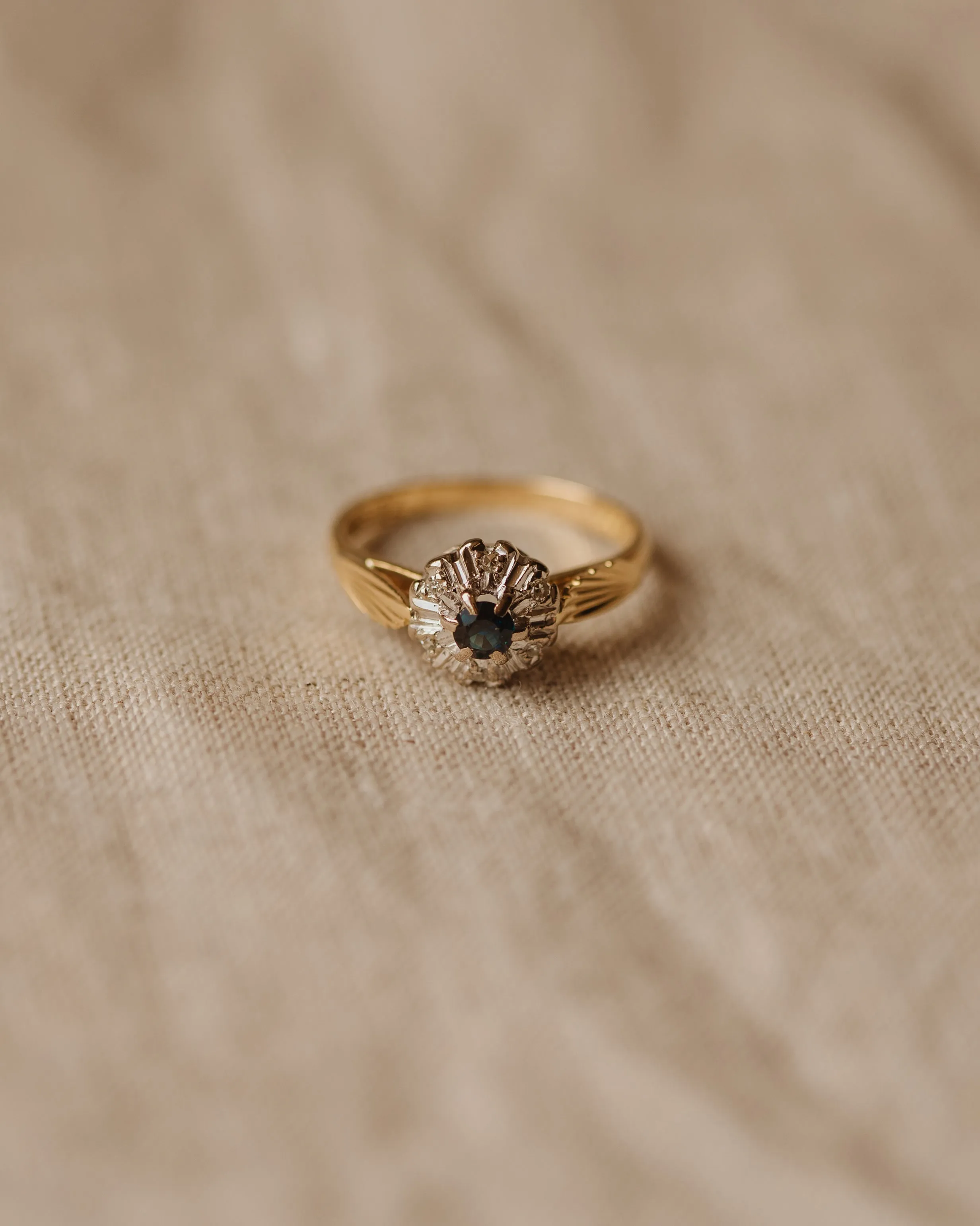 Lydia Vintage 18ct Gold Sapphire & Diamond Cluster Ring sold by Rock n Rose product image thumbnail 4