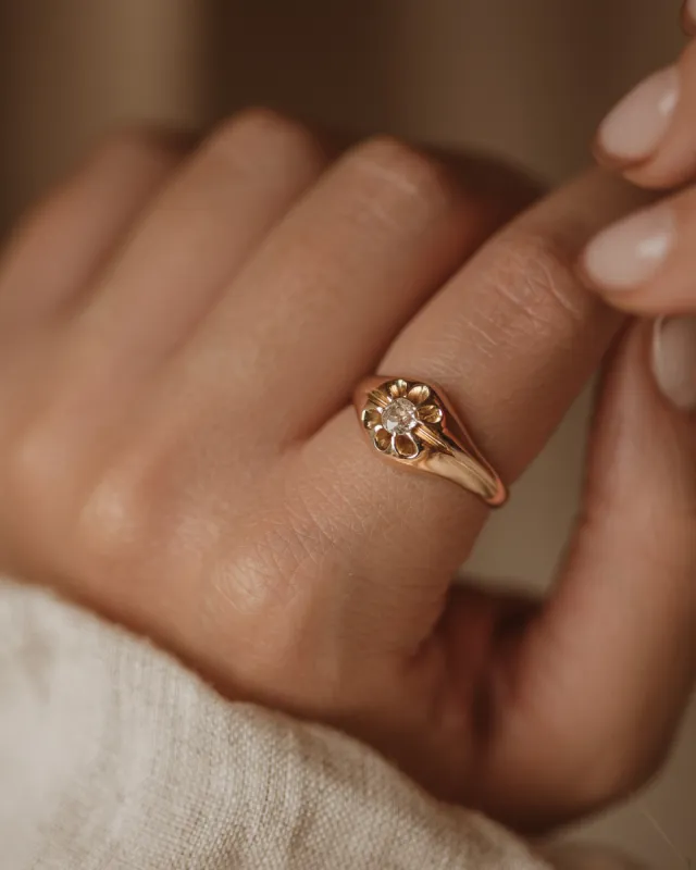 Joy Antique 9ct Gold Old-Cut Diamond Gypsy Ring sold by Rock n Rose