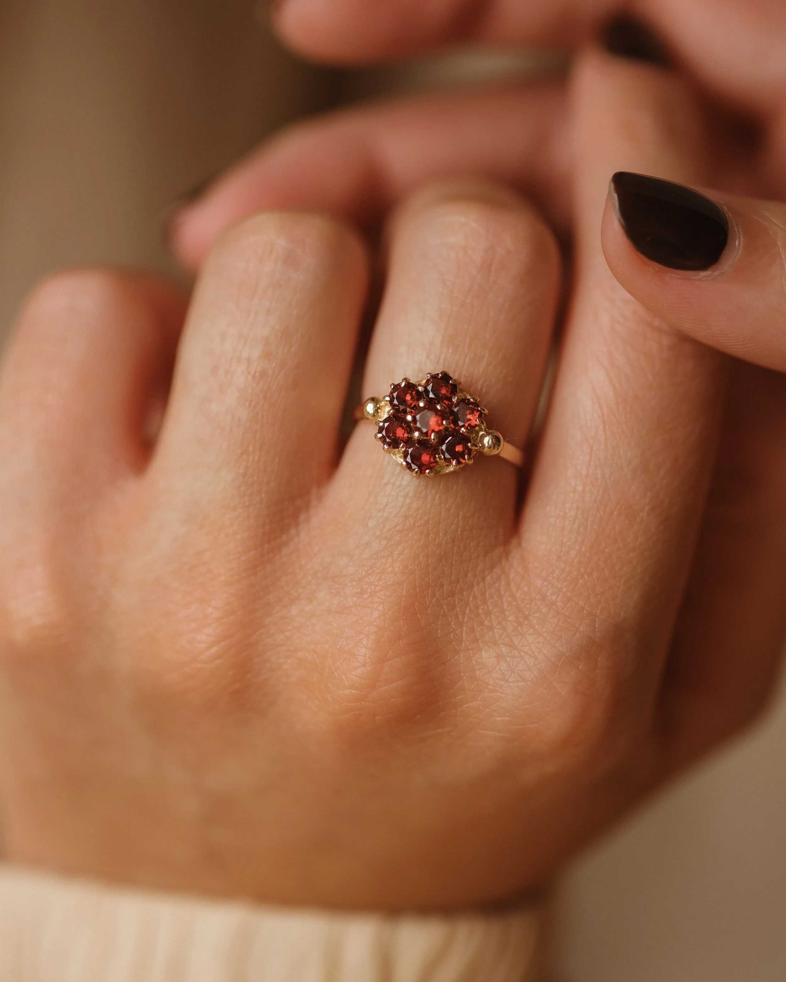 Leonora 1963 9ct Gold Garnet Cluster Ring sold by Rock n Rose product image thumbnail 5