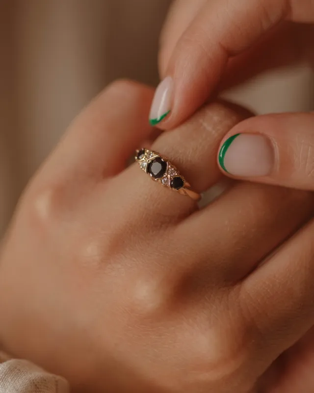 Matilda 1989 9ct Gold Sapphire Trilogy Ring sold by Rock n Rose