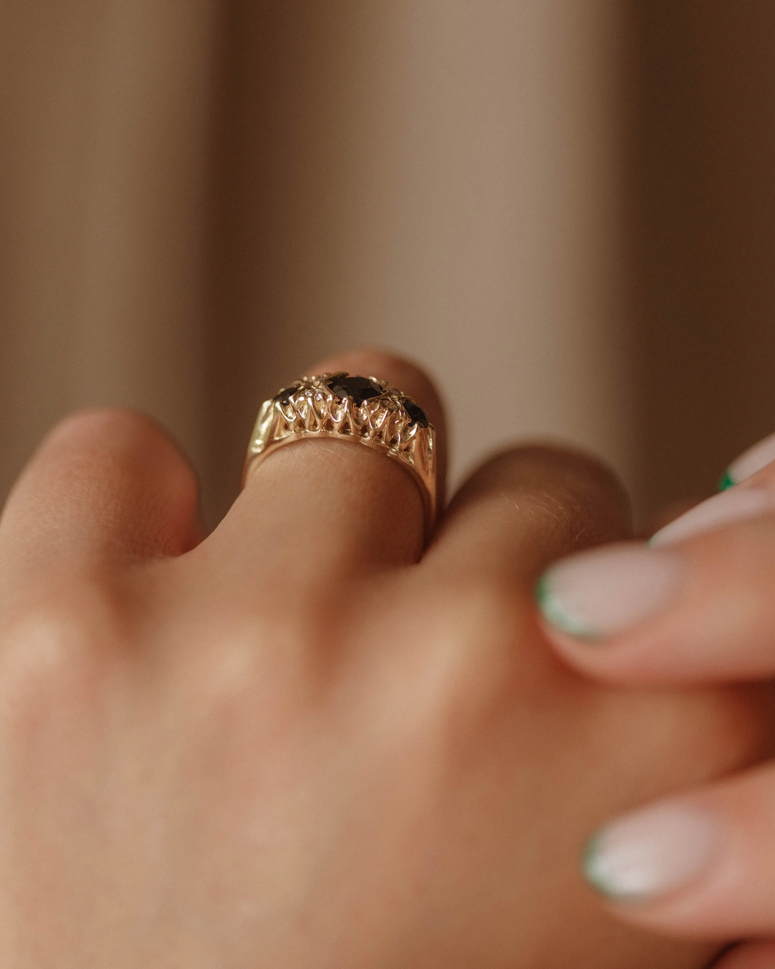 Matilda 1989 9ct Gold Sapphire Trilogy Ring sold by Rock n Rose product image thumbnail 3