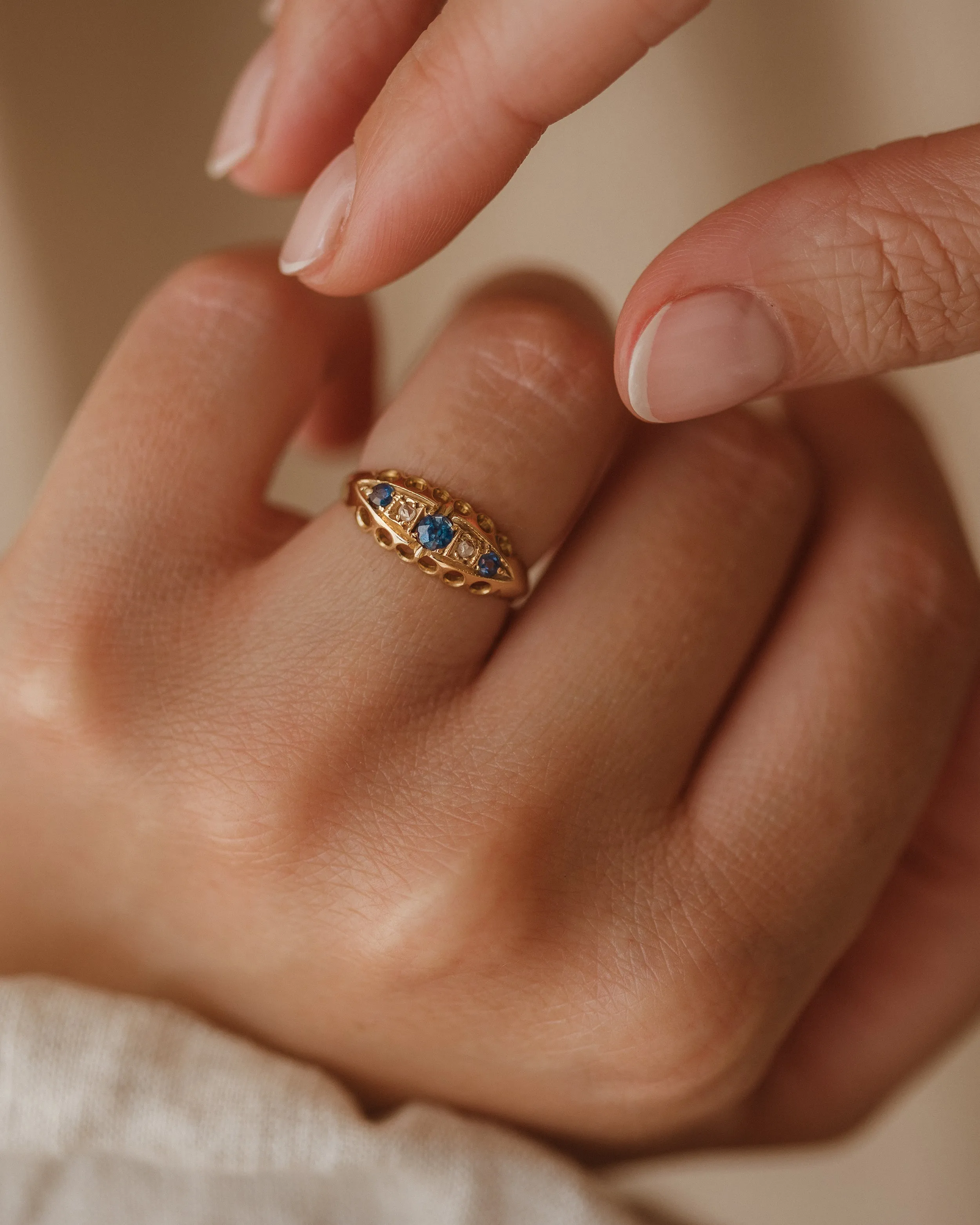 Eloise 1918 18ct Gold Sapphire & Diamond Ring sold by Rock n Rose product image thumbnail 2