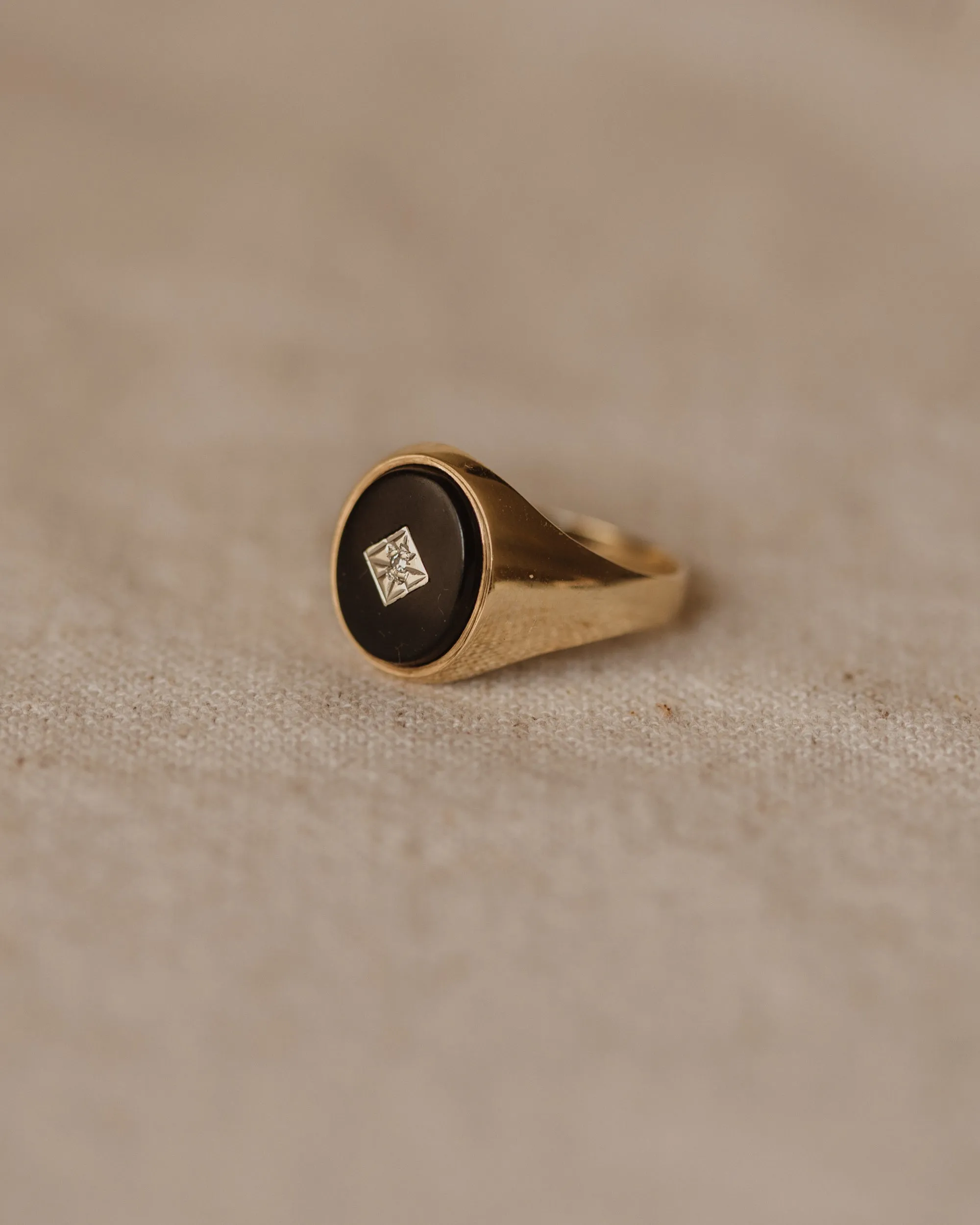 Ramona 1989 9ct Gold Onyx & Diamond Signet Ring sold by Rock n Rose product image thumbnail 4
