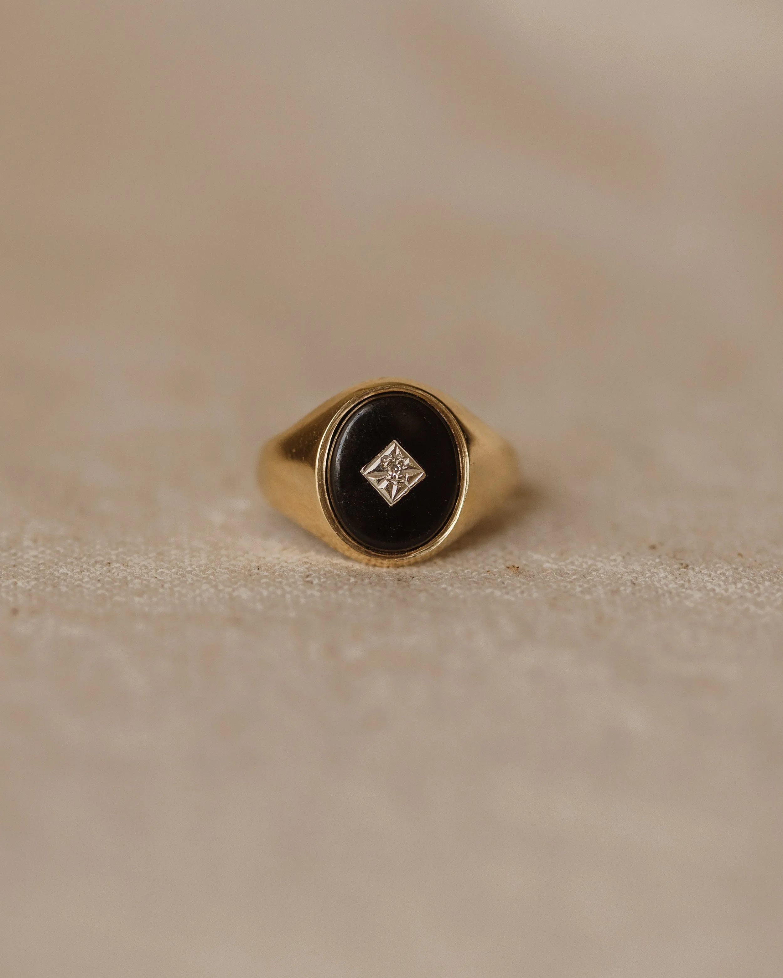 Ramona 1989 9ct Gold Onyx & Diamond Signet Ring sold by Rock n Rose product image thumbnail 2