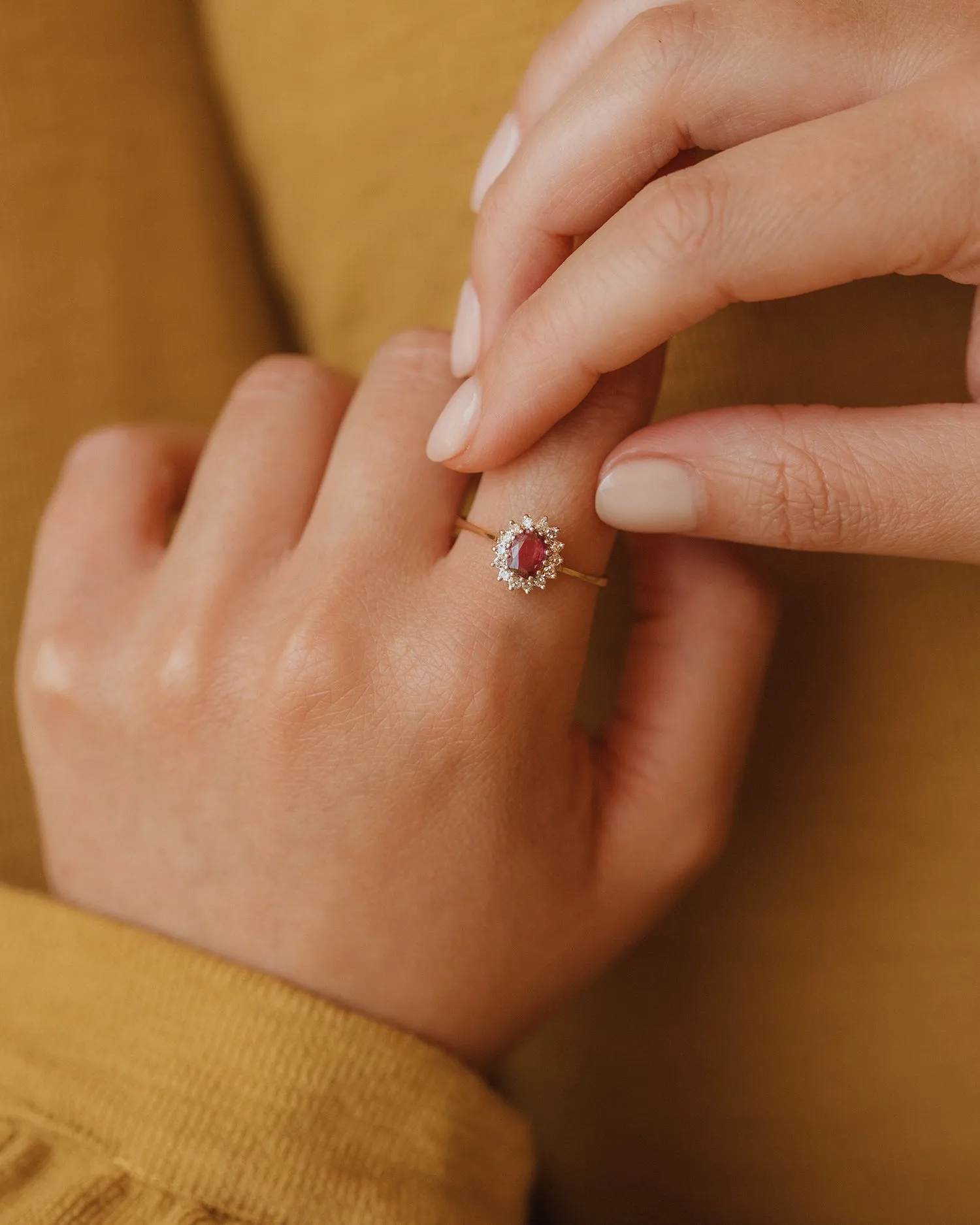 Gladys 1984 9ct Gold Ruby & Diamond Cluster Ring sold by Rock n Rose product image thumbnail 5