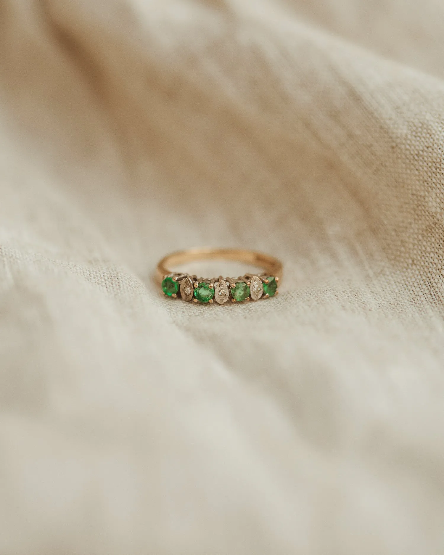 Jeannie 9ct Gold Emerald & Diamond Ring sold by Rock n Rose