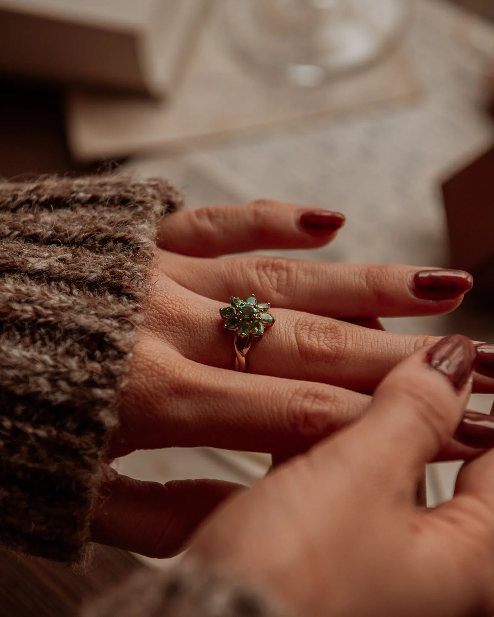 Muriel 9ct Gold Emerald Cluster Ring sold by Rock n Rose product image thumbnail 3