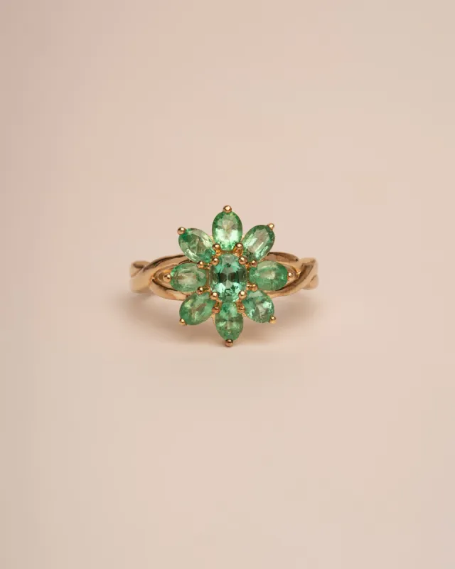 Muriel 9ct Gold Emerald Cluster Ring sold by Rock n Rose