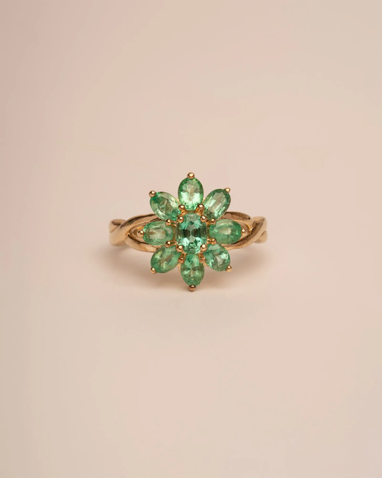 Muriel 9ct Gold Emerald Cluster Ring sold by Rock n Rose