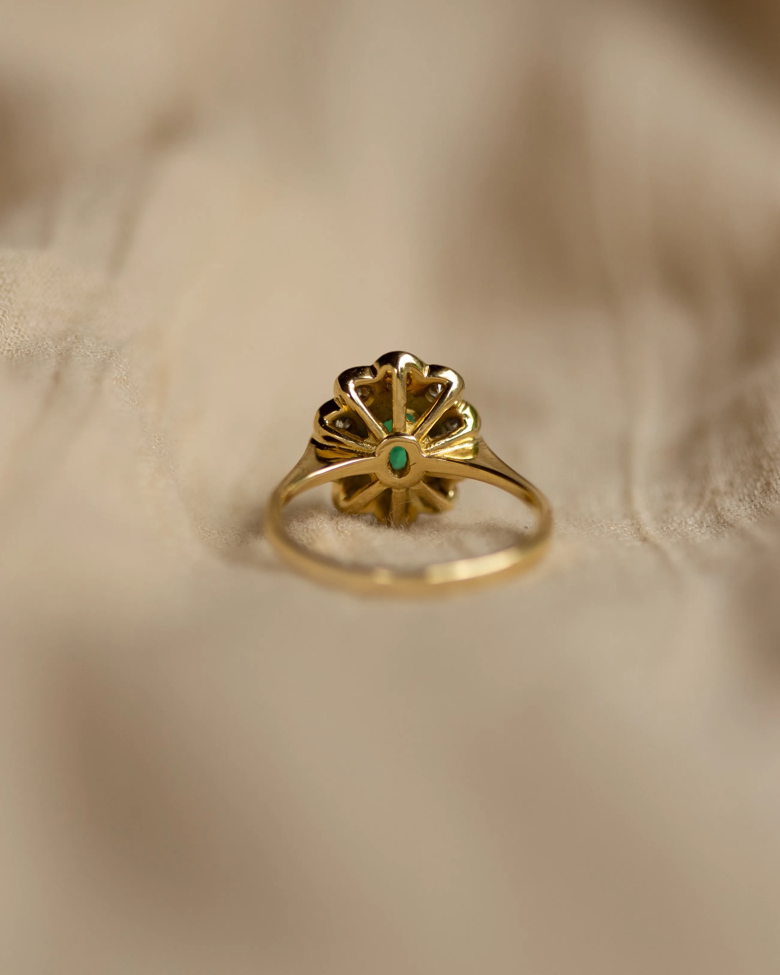 Helene 1986 Vintage 18ct Gold Emerald & Diamond Cluster Ring sold by Rock n Rose product image thumbnail 5