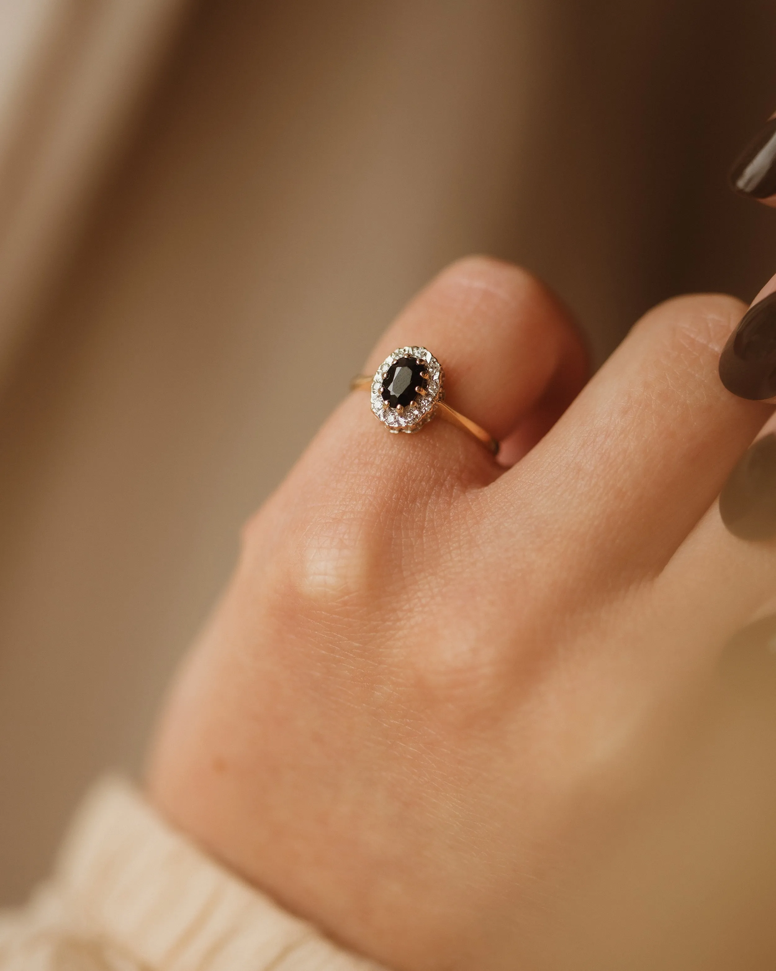 Frances 1988 9ct Gold Sapphire & Diamond Cluster Ring sold by Rock n Rose