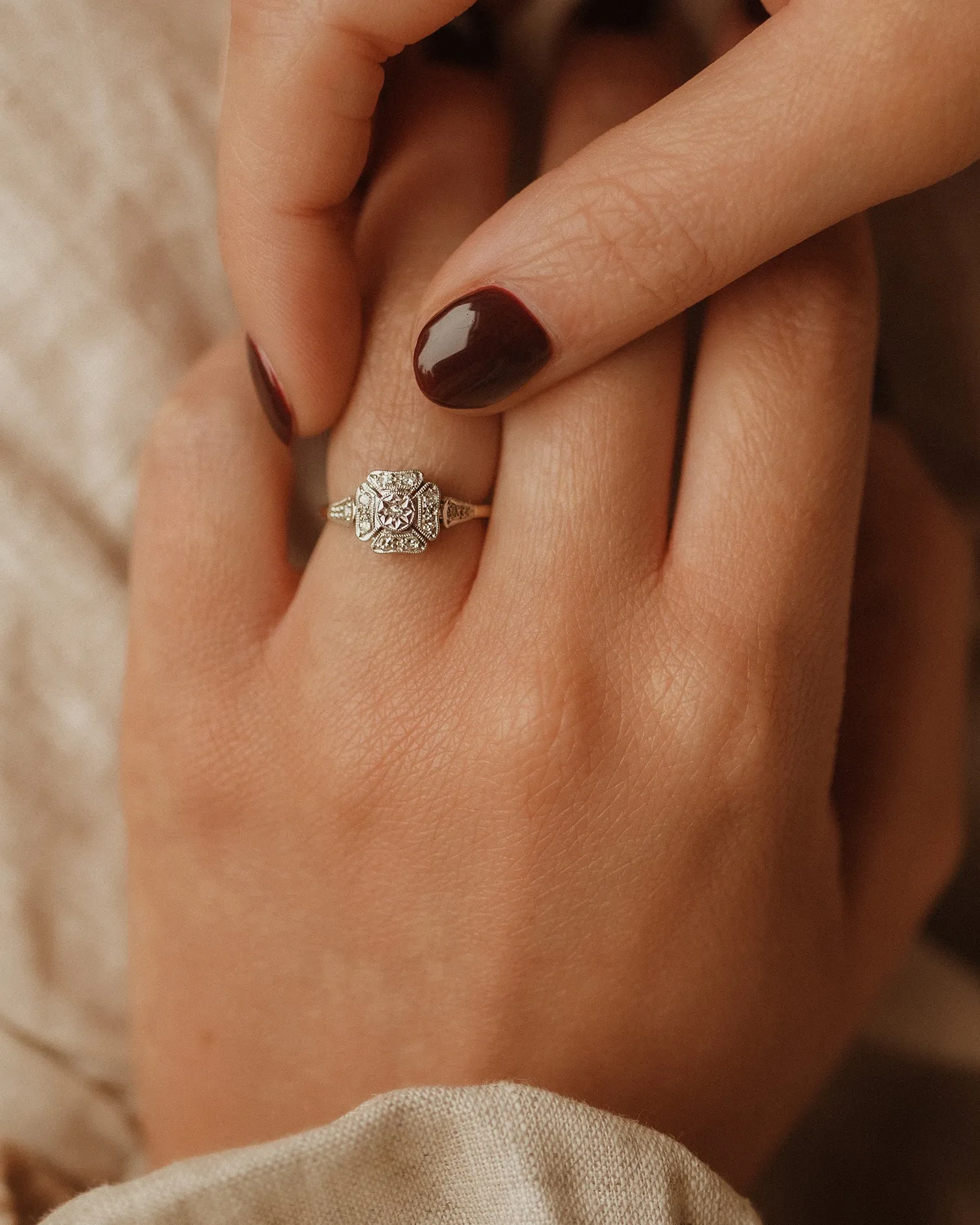 Lavinia 18ct Gold Art Deco Diamond Ring sold by Rock n Rose