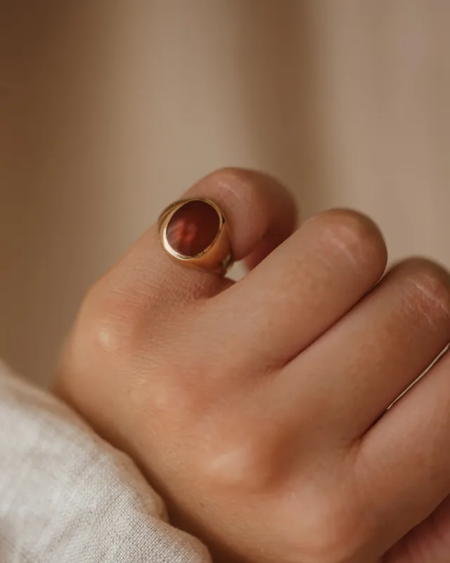 Billie 1969 9ct Gold Carnelian Signet Ring sold by Rock n Rose