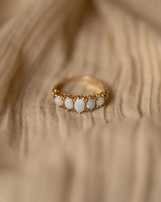 Georgette Vintage 9ct Gold Five Stone Opal Ring sold by Rock n Rose