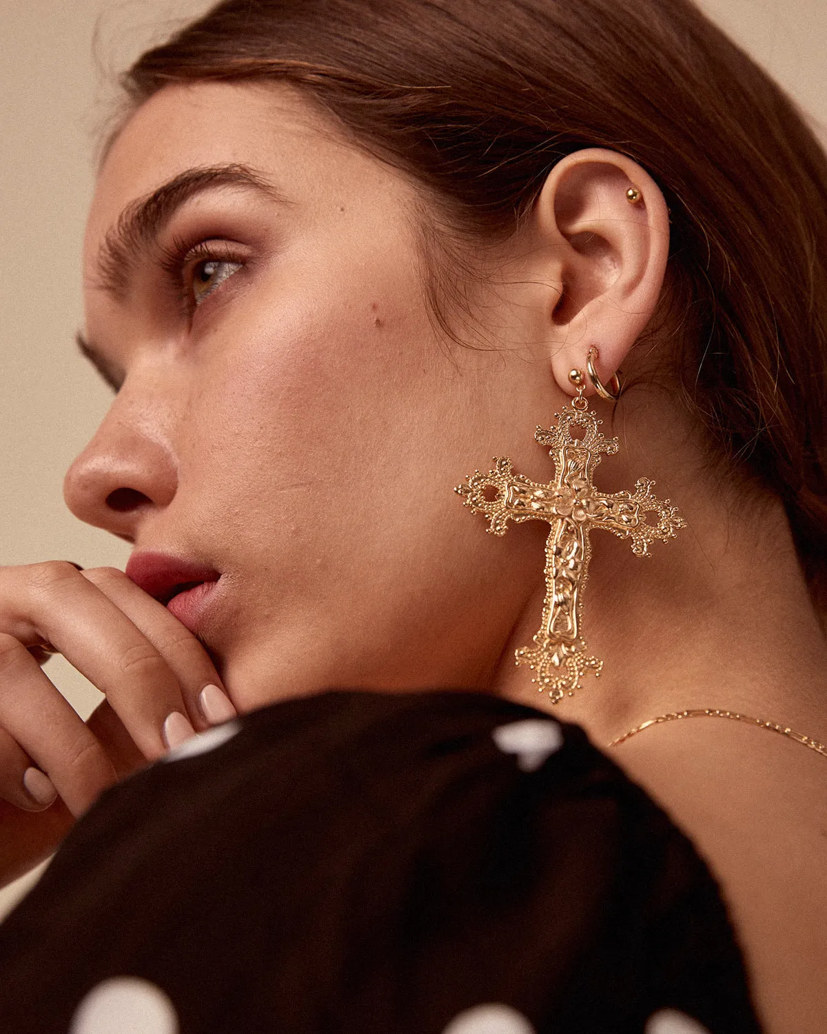 Gabrielle Baroque Cross Earrings sold by Rock n Rose product image thumbnail 4