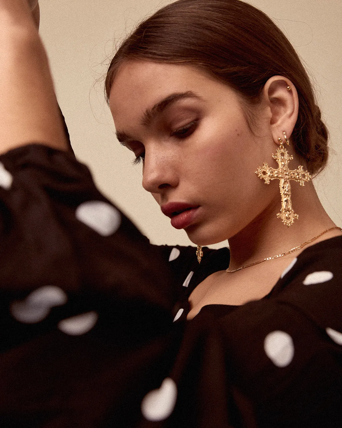 Gabrielle Baroque Cross Earrings sold by Rock n Rose product image thumbnail 5