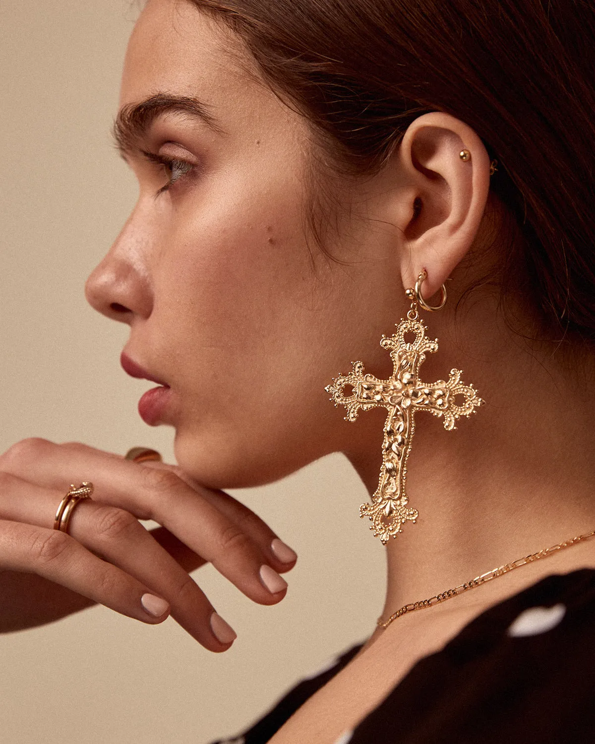 Gabrielle Baroque Cross Earrings sold by Rock n Rose product image thumbnail 3