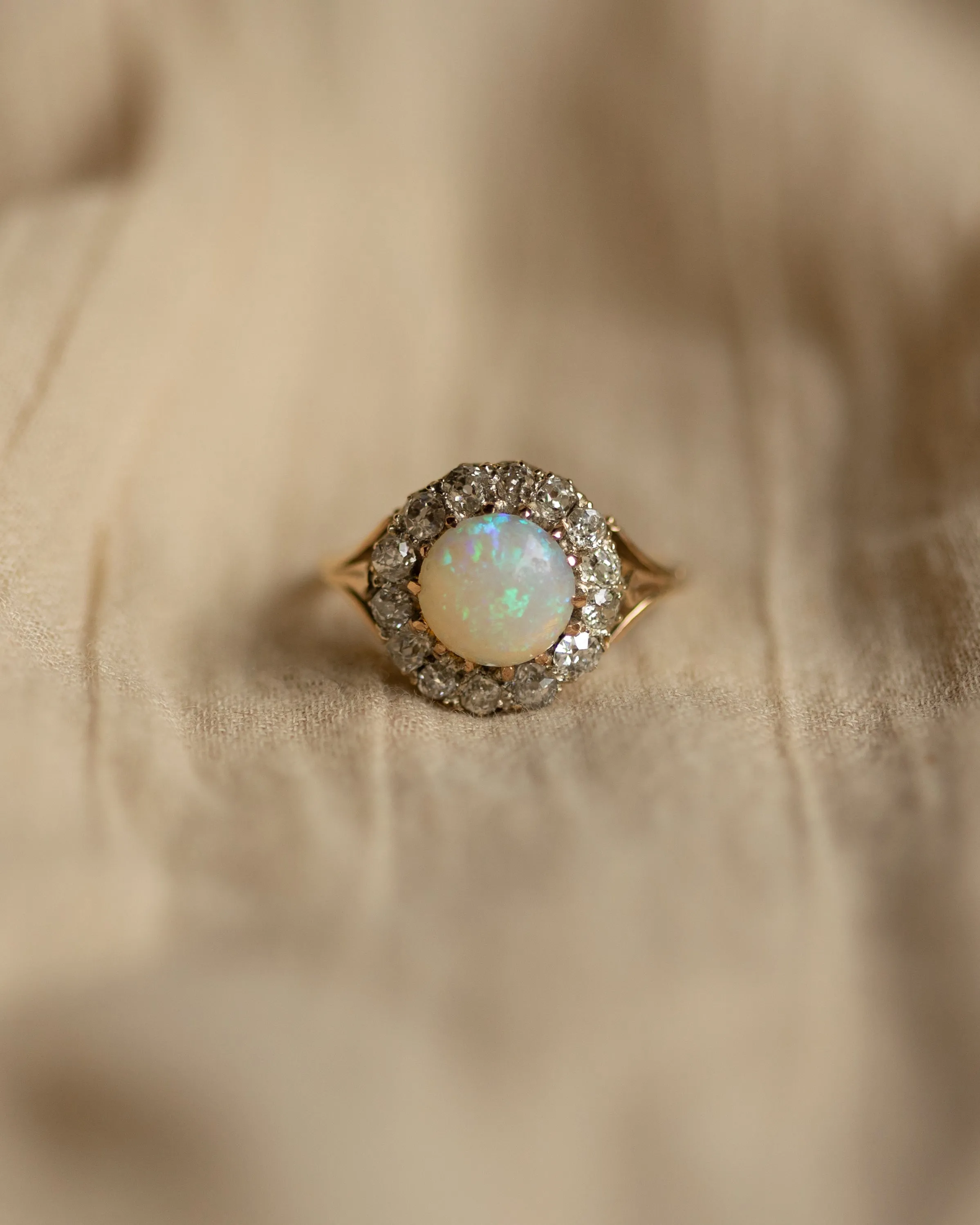 Viola Antique 18ct Gold Opal & Diamond Cluster Ring sold by Rock n Rose product image thumbnail 3