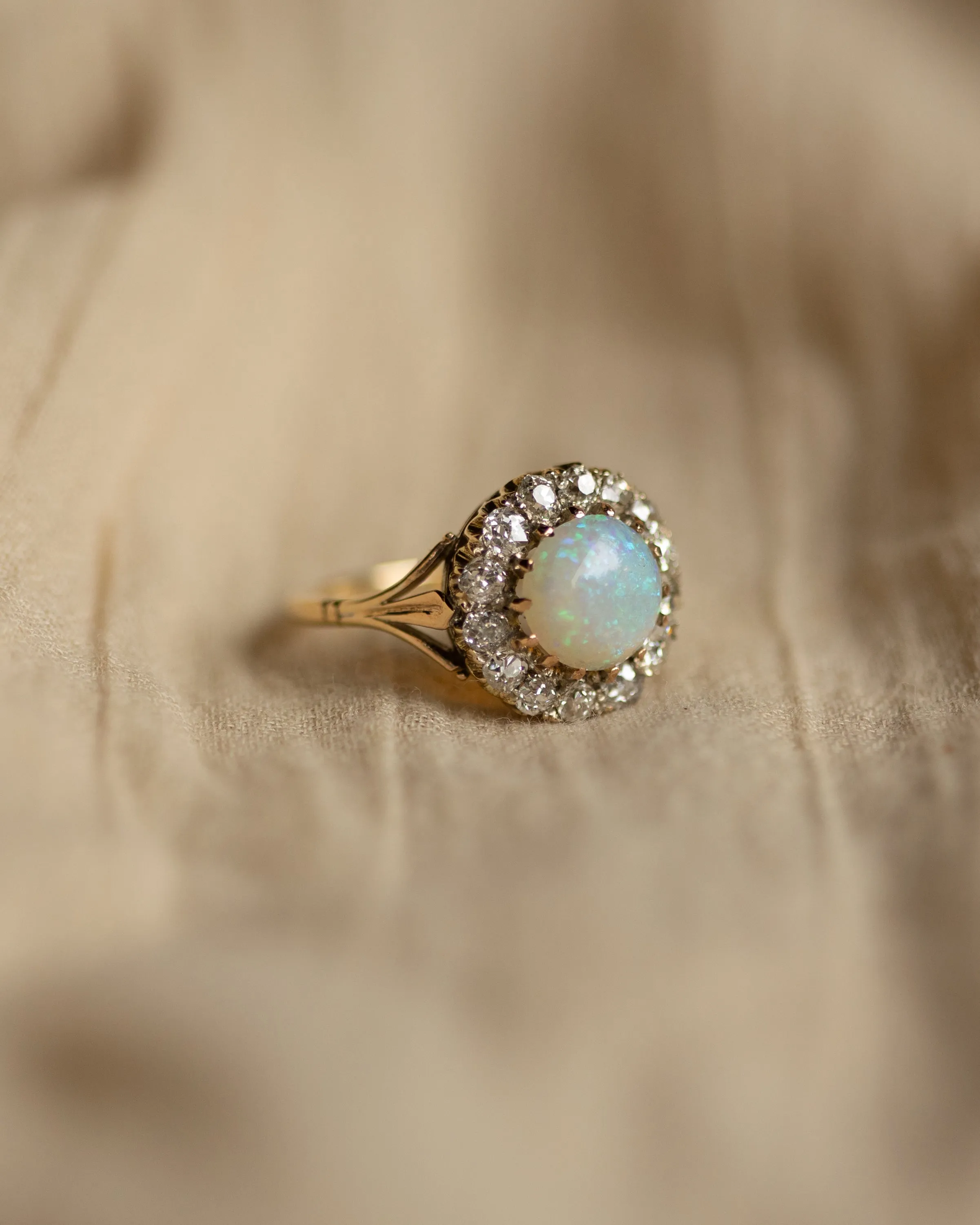 Viola Antique 18ct Gold Opal & Diamond Cluster Ring sold by Rock n Rose product image thumbnail 4