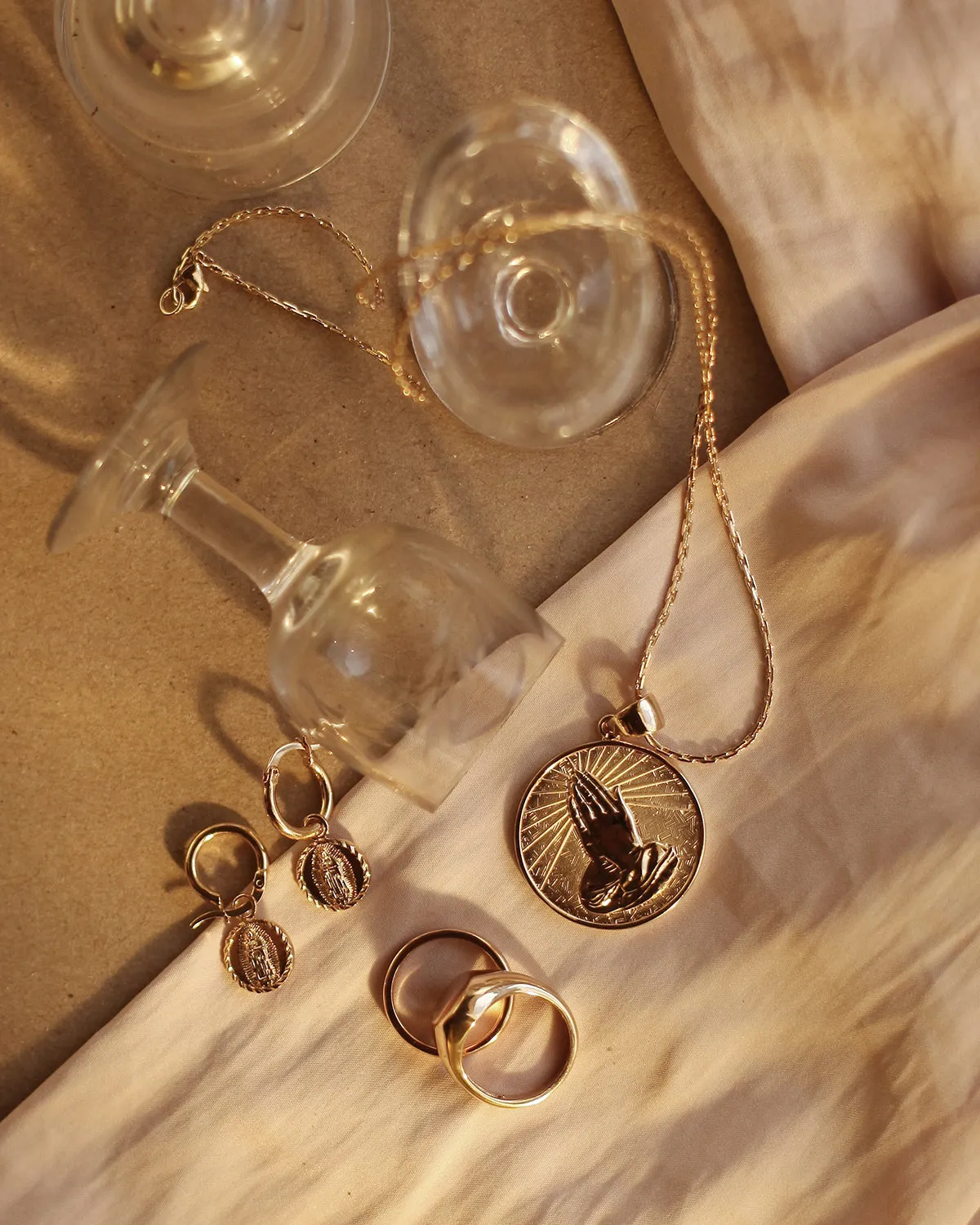 Guadalupe Medal Hoop Earrings sold by Rock n Rose product image thumbnail 3