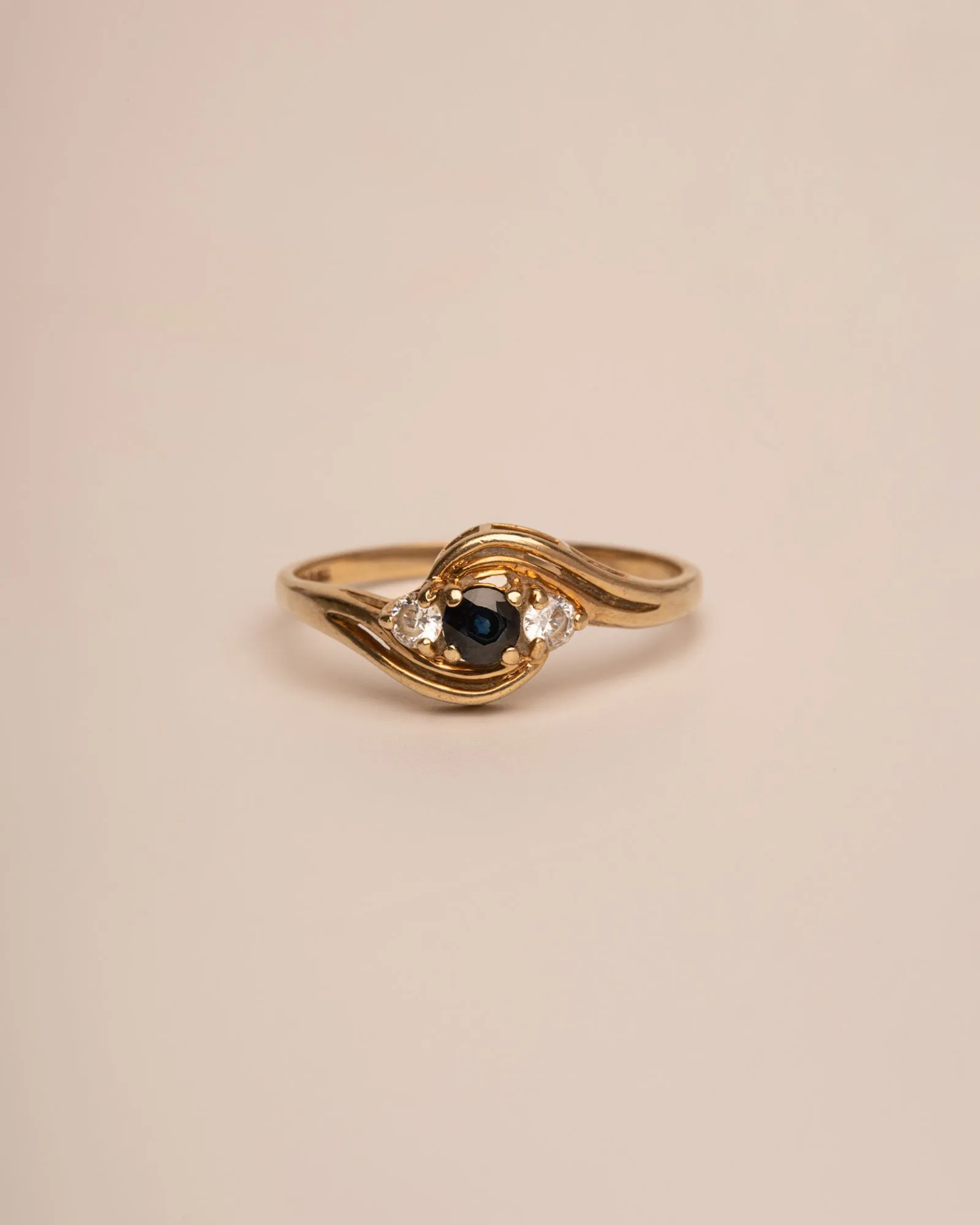 Jean 9ct Gold Sapphire Crossover Ring sold by Rock n Rose